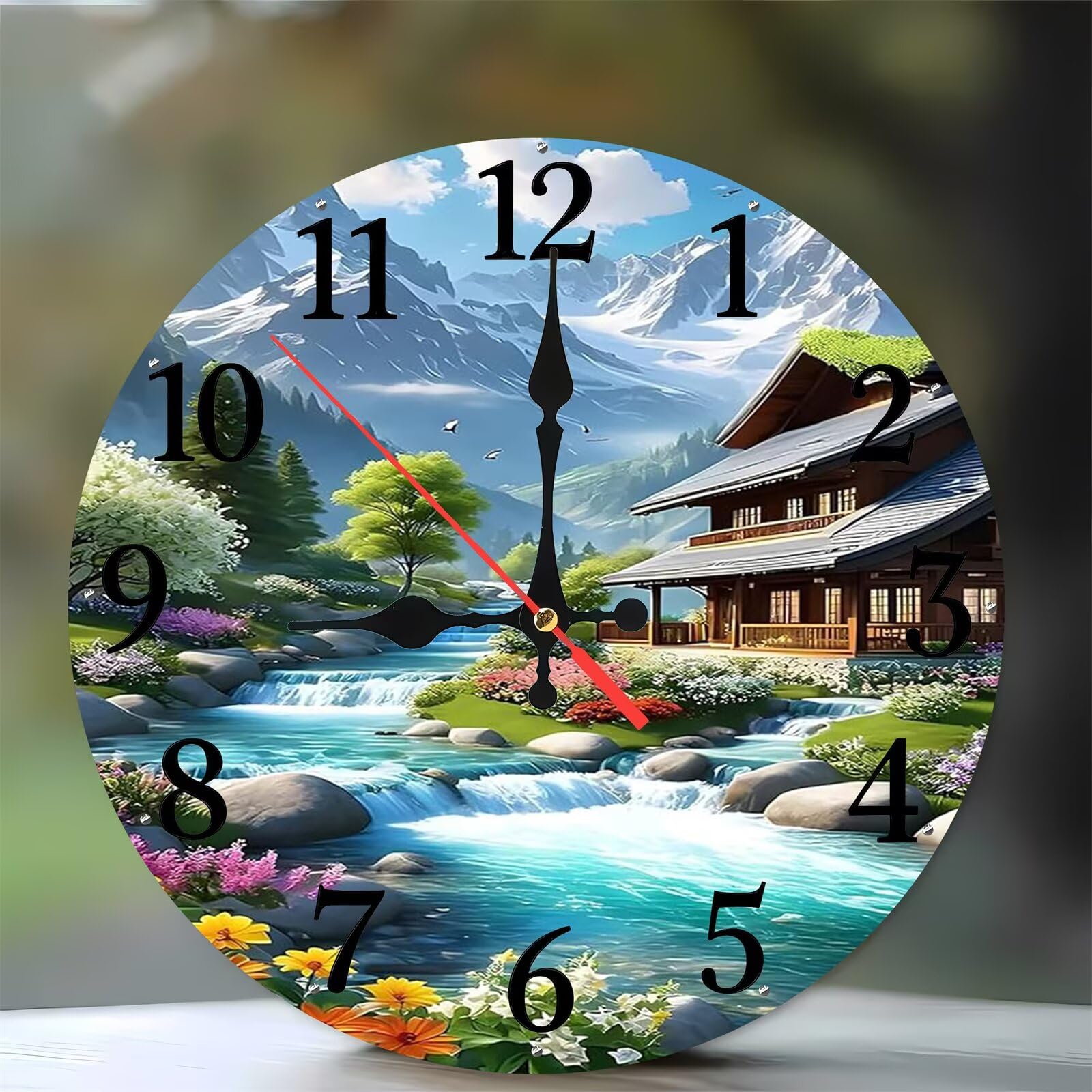 Horloge murale en bois silencieuse 35 cm anti tic-tac pour salon et cuisine calme