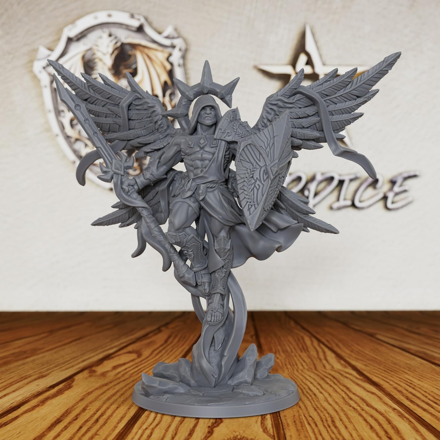 Winged Celestial Knight Fantasy Figure - 32mm Scale RPG Accessory for Dungeon Masters & RPG Gift - Unpainted Resin Minis Figurine for Tabletop RPG Game & TTRPG - Sol The Holies(AS479)