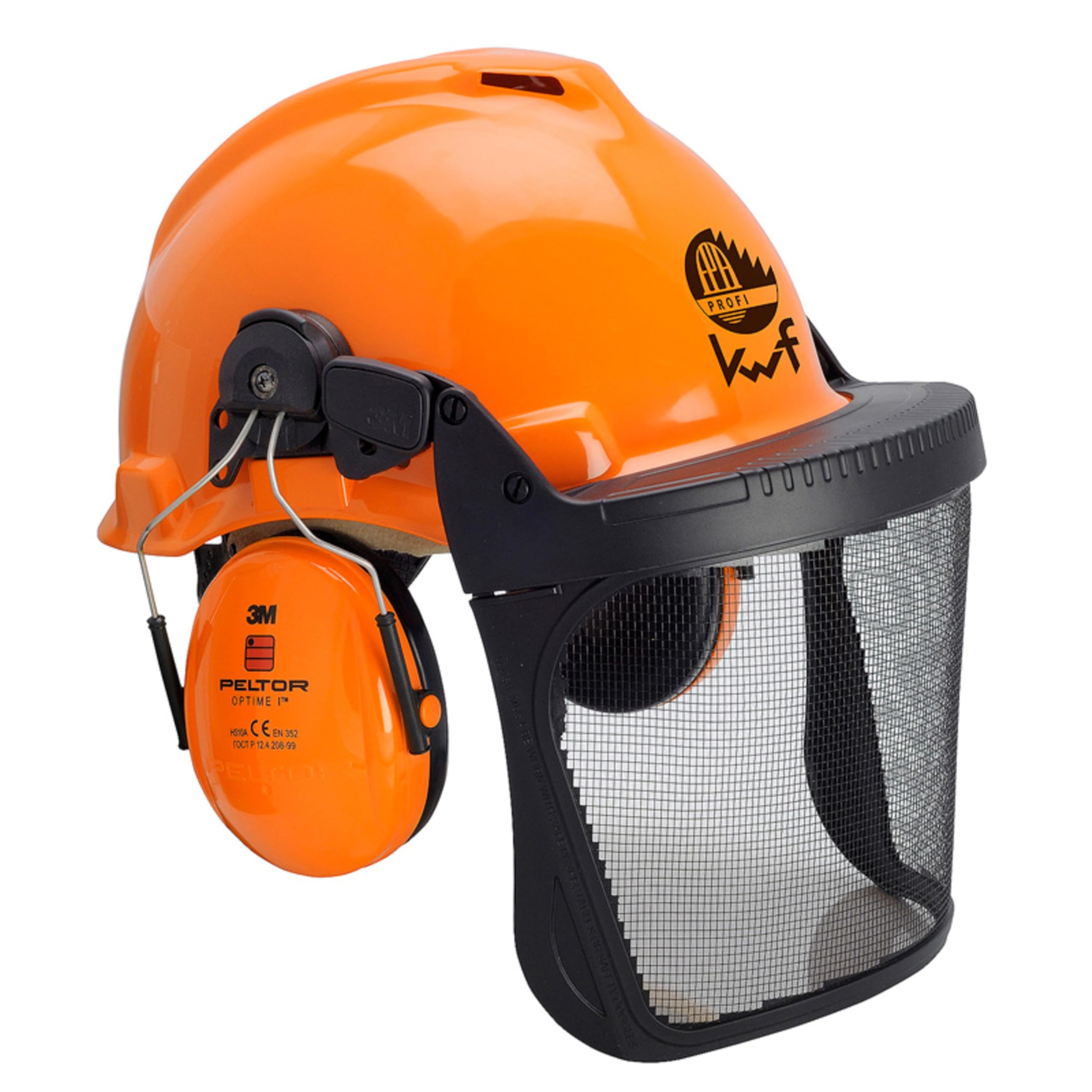 3M Kit forestal, casco naranja G3000, G3000MOR31FH15C FPA | orejeras H31, soporte FH1, pantalla facial de malla 5C, KWF