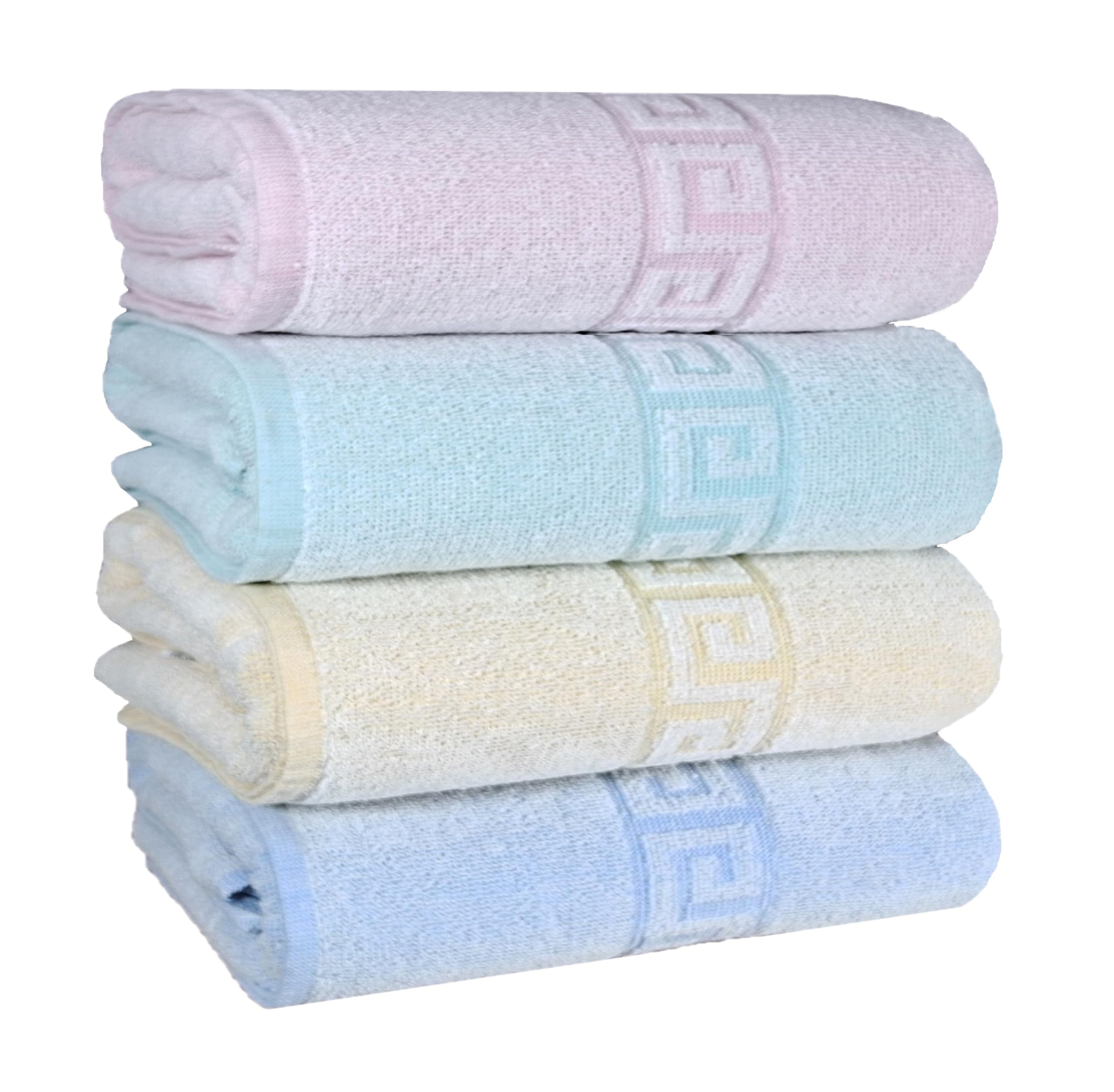 BolBom*S 100% Cotton Bath Towels,4 Pack (27" x 54"), Light Weight, Soft, Super Absorbent and Fast Drying, No Fading Multipurpose Use for Sports, Swimming, Travel, Fitness, Yoga, Multicolor.