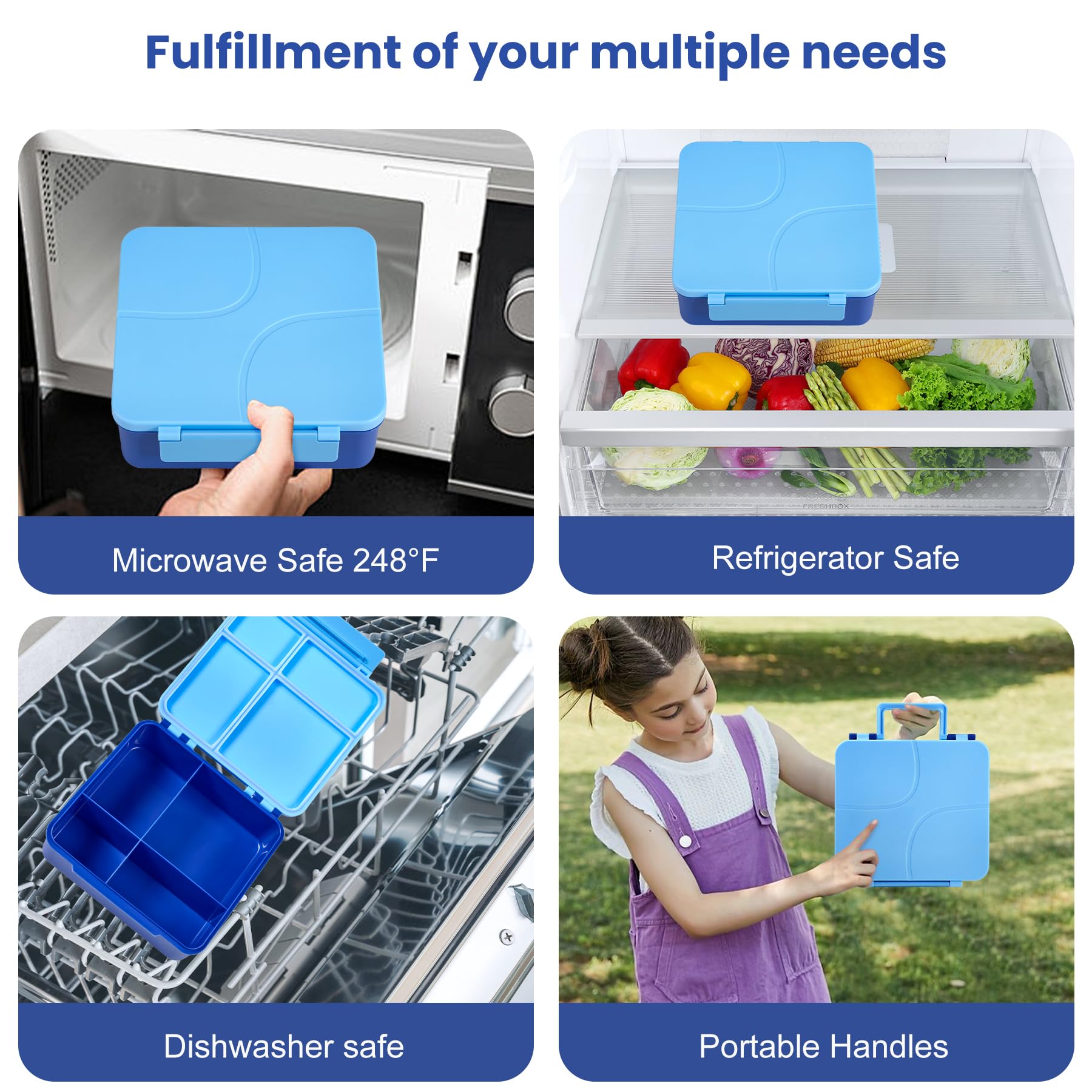 Lonchera Bento para niños con termo de sopa de 8 onzas, recipientes de comida a prueba de fugas para niños con 4 compartimentos, tarro térmico térmico para alimentos calientes para niños, para la 6