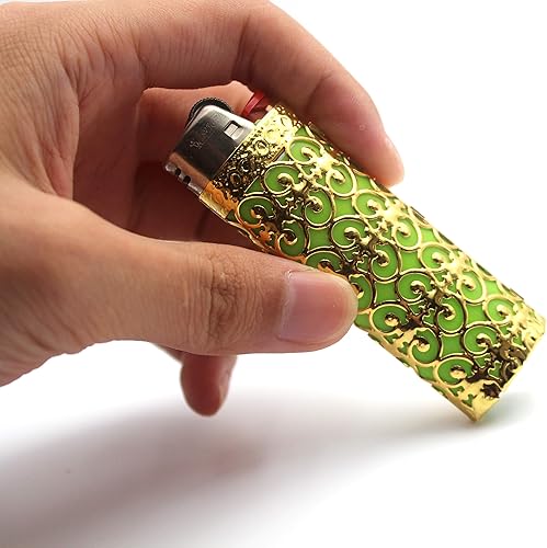 Miniatura 24 de Funda de metal para encendedor BIC J6 (diseño hueco para encendedor BIC de tamaño completo (floral negro hueco) Floral Hollow-negro,Floral