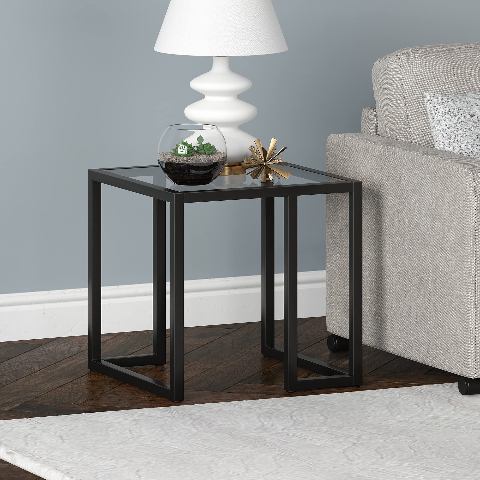 Henn&Hart Oscar Side Table, 20" Wide, Black