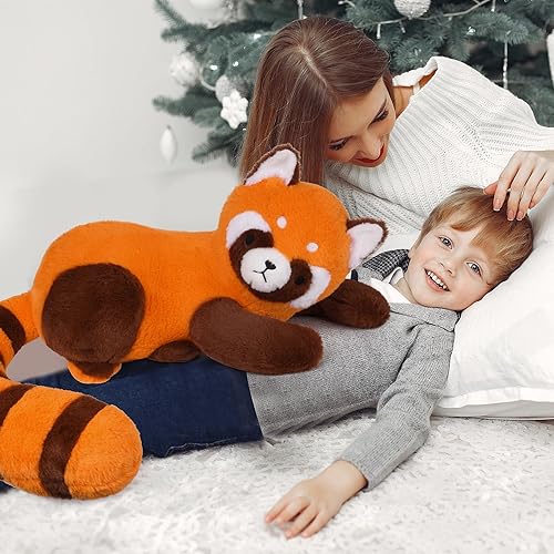 Miniatura 6 de Peluche con peso de panda rojo, 17 pulgadas, 2.4 libras, juguete de peluche con panda rojo, lindo animal de peluche de panda para niños, almohada