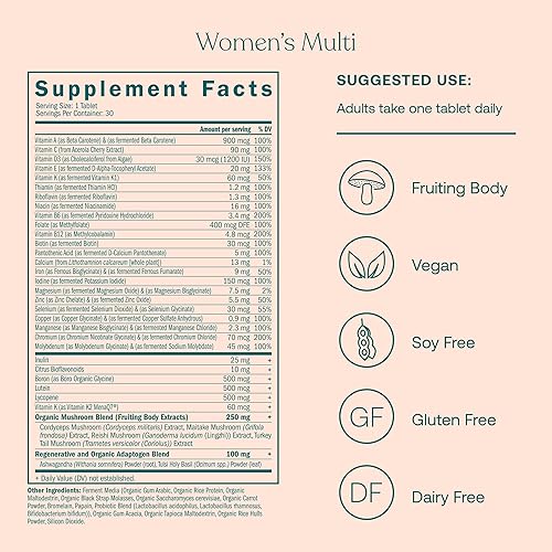 Miniatura 2 de True Grace One Daily Multivitamínico para mujer (30 tabletas vegetarianas) y aceite de pescado Omega-3 (60 cápsulas blandas), sin gluten, sin soja,