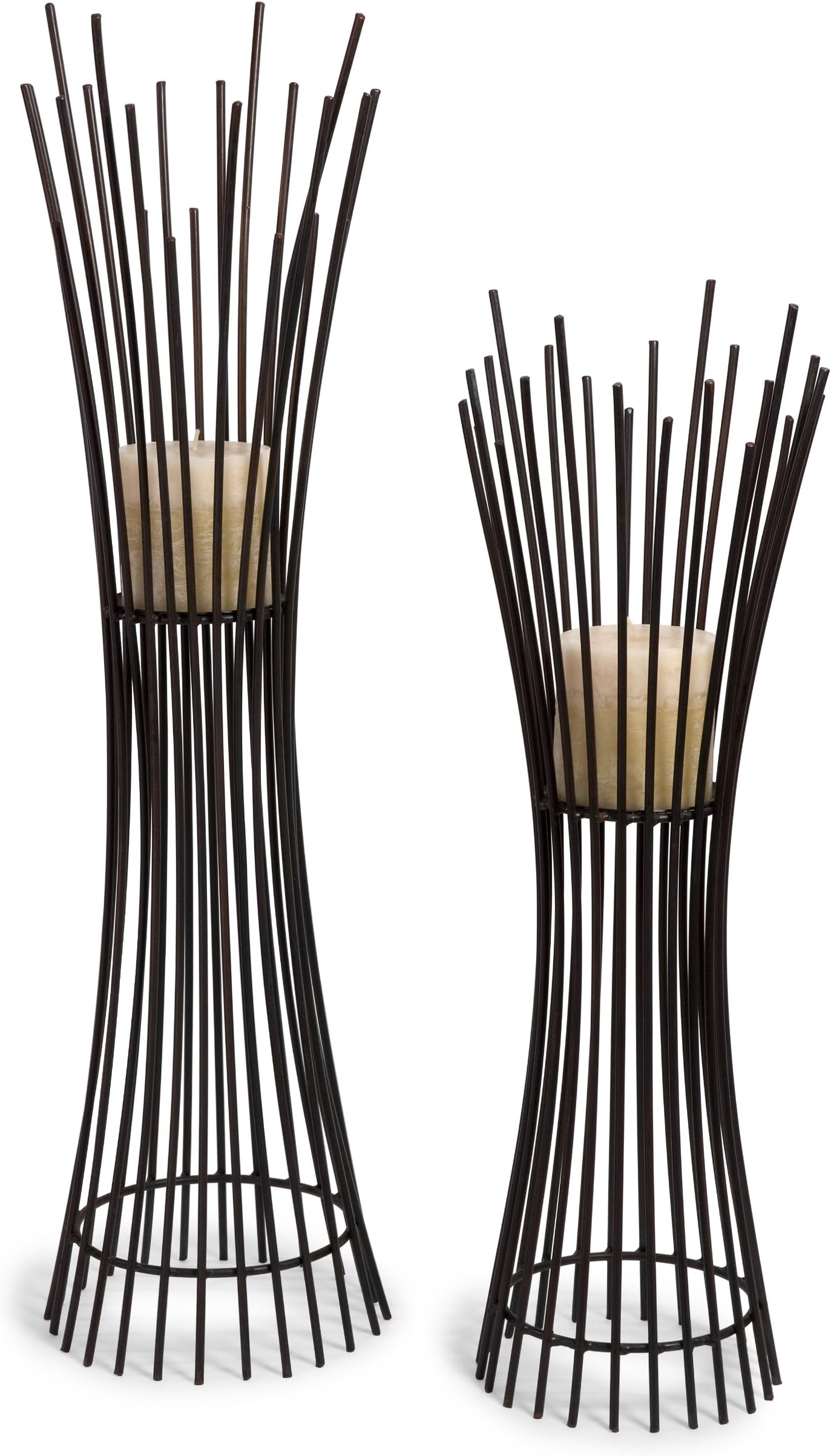 27.5-34"h Tall Open Metal Vertical Candle Holders Stand - Set of 2