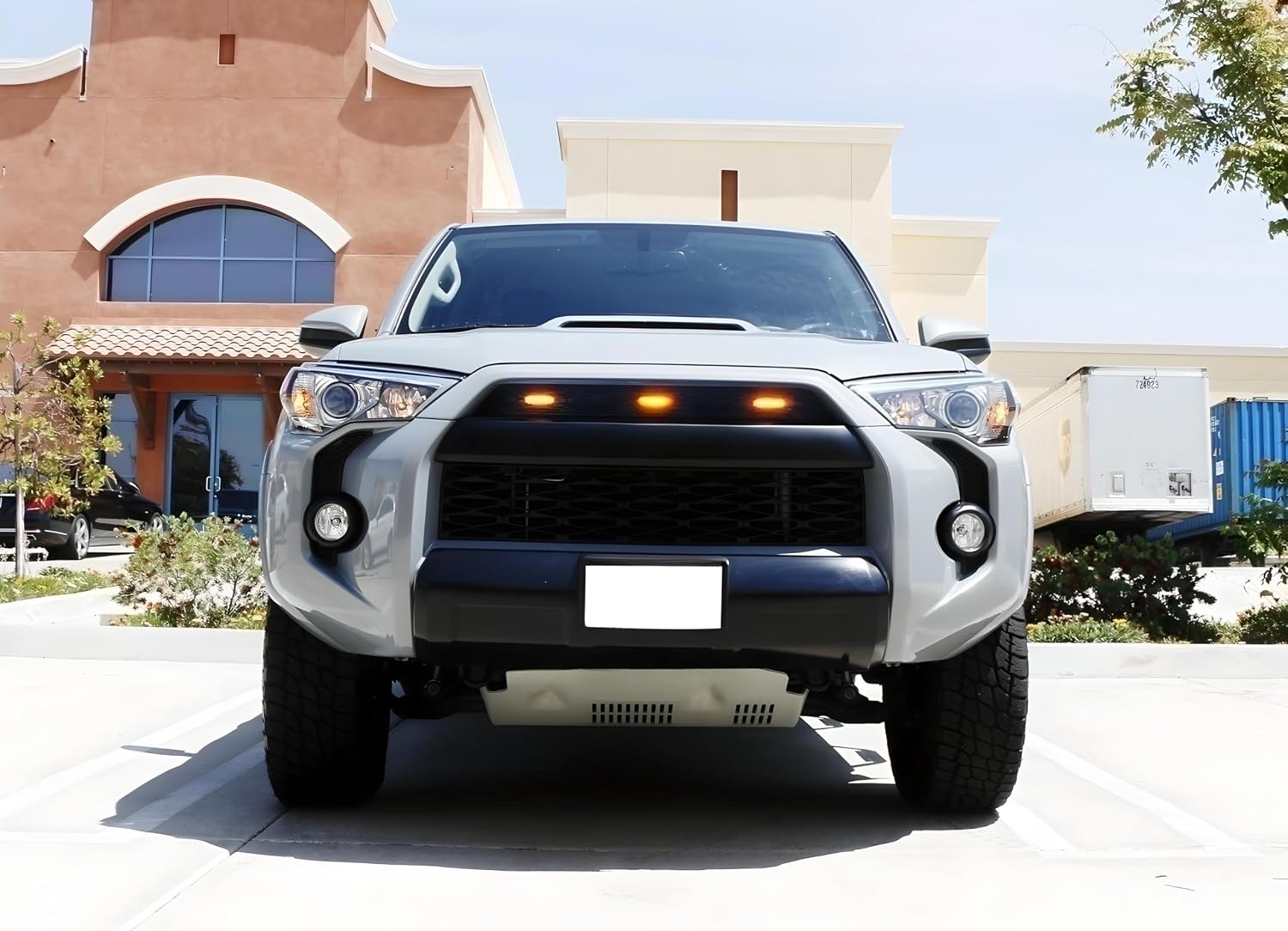 iJDMTOY 3pc Amber Lens Amber LED Center Grille Marker Lights Compatible With Toyota 2014-up 4Runner or 2012-up Tacoma TRD Pro w/Wiring and Hardware
