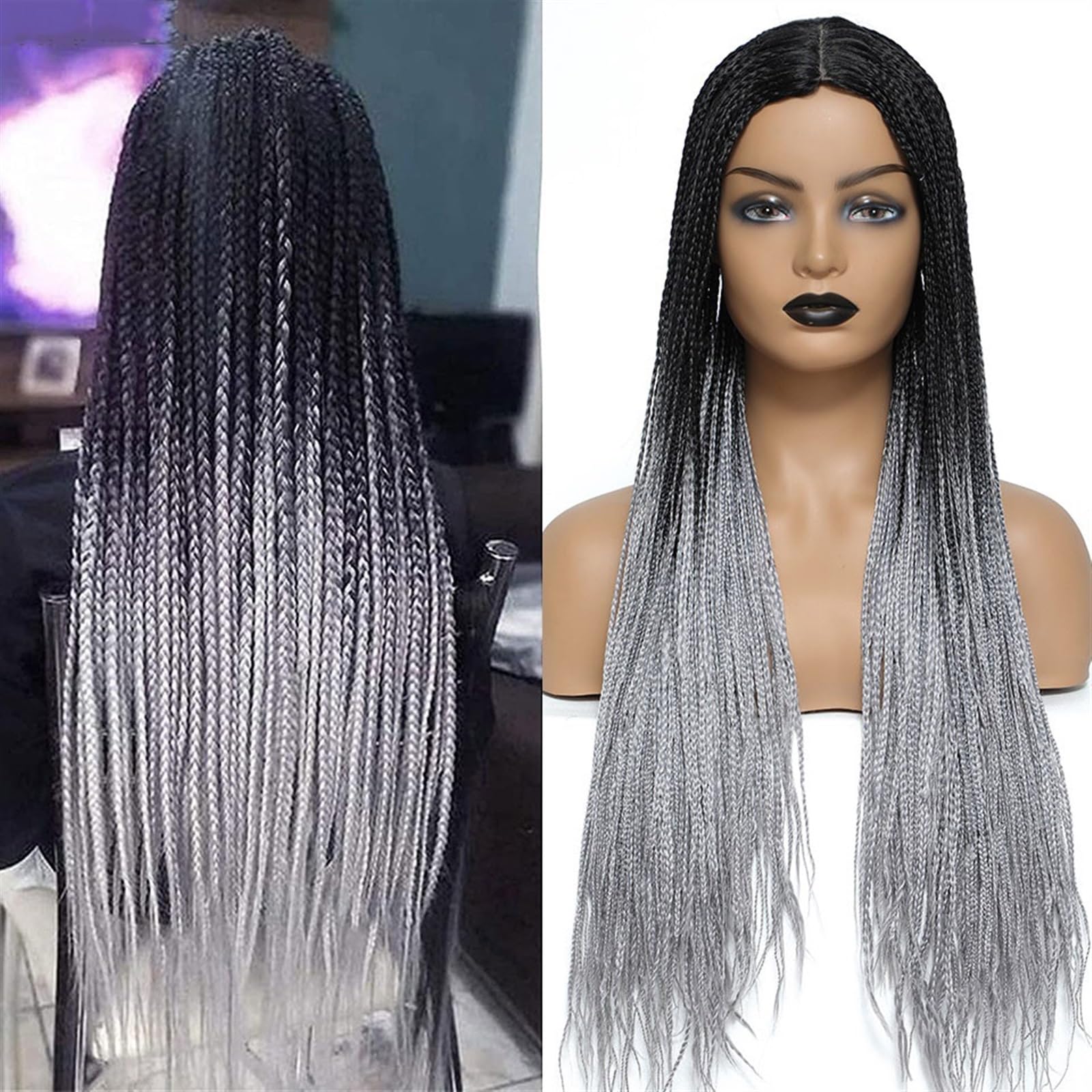 perücke Perruque Tresses Africaines Femmes Box Crochet Braids Perücken Perruque Handgefertigte geflochtene Kunsthaar-Zöpfe-Perücken Kunstfaserhaar(1B 30 Color)