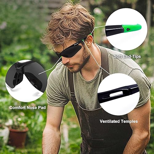 Miniatura 3 de ProtectX Gafas de seguridad para hombres y mujeres, lentes de sol de seguridad con lentes antivaho resistentes a los arañazos, agarres