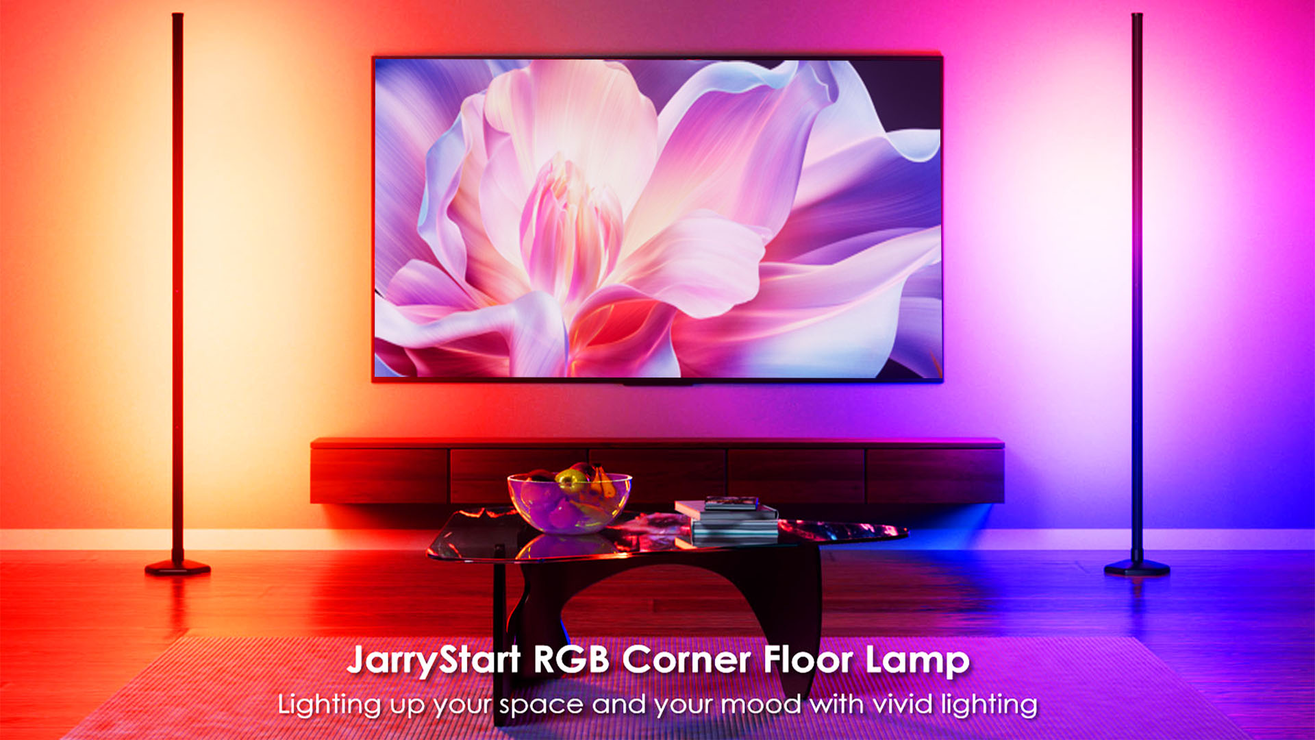 2PCS Smart RGB LED Corner Floor Lamp with App and Remote Control