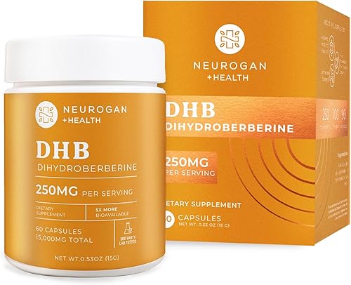 Neurogan Suplemento de dihidroberberina - Cápsulas de 250 mg por porción - Metabolito de berberina biodisponible para función metabólica y