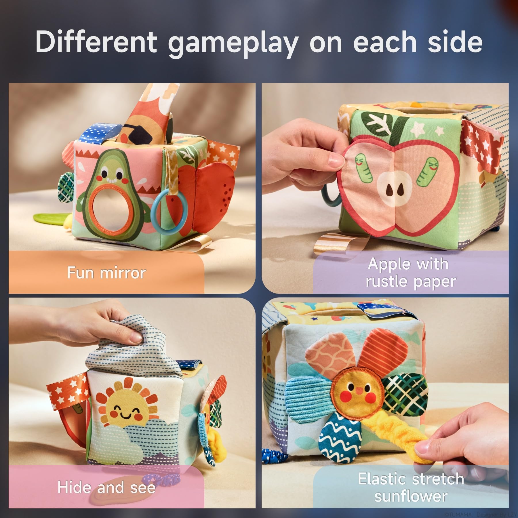 TUMAMA Baby Tissue Box Toys - Montessori Baby Toys for 6-12 Months, Soft Crinkle Sensory Toys for Babies 0-12 Months - Image 4