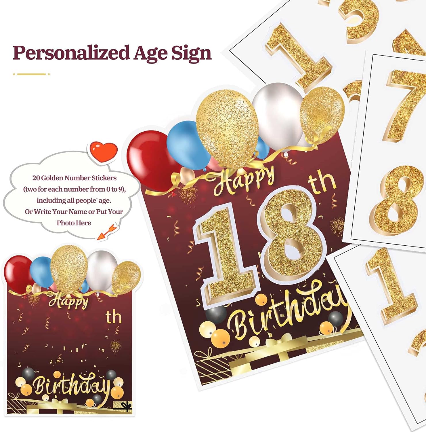 homenote 18Pcs Happy Birthday Yard Signs with Stakes, 2 x 5m LED Lights and Personalized Signs, 16” Large Size - Birthday Letters Signs for Yard Lawn Outdoor Birthday Decoration Party Supplies : Patio, Lawn & Garden