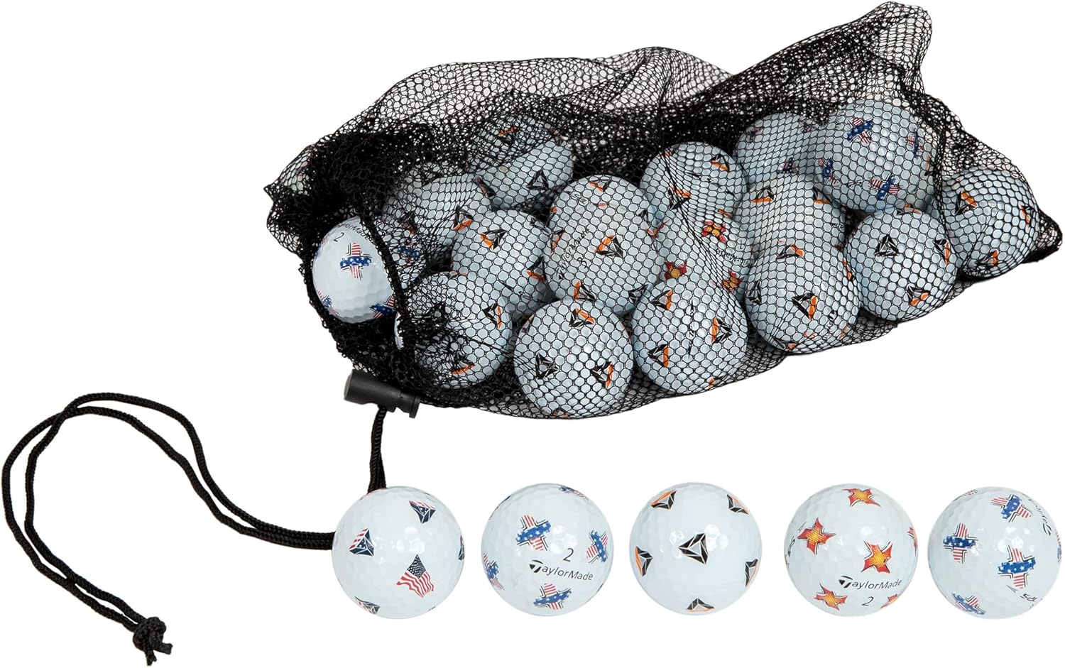 Clean Green Golf Balls Pack Recycled and Used for Taylormade Pix Tp5, Tp5x USA Bulk Mix - AAA (3A) Good Condition Graded Ball - Includes Mesh Carrying Bag