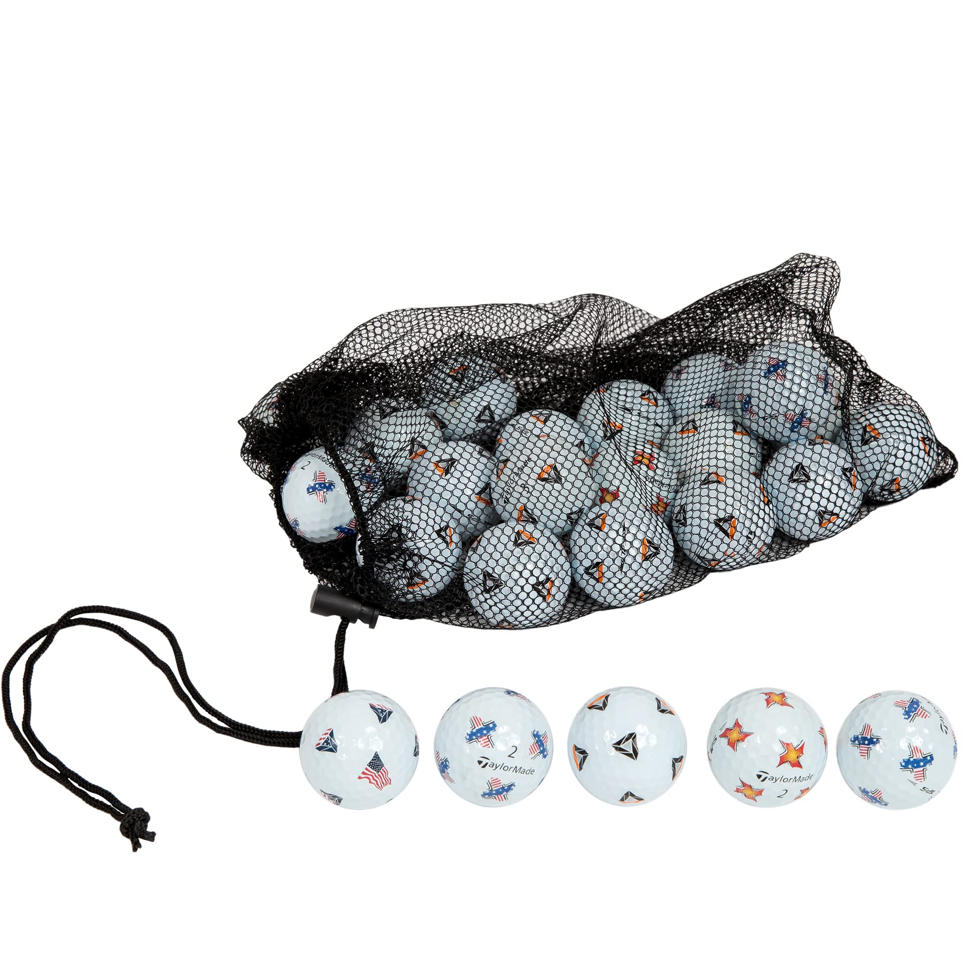 Clean Green Golf BallsPack Recycled and Used for Taylormade Pix Tp5, Tp5x USA Bulk Mix - AAA (3A) Good Condition Graded Ball - Includes Mesh Carrying Bag