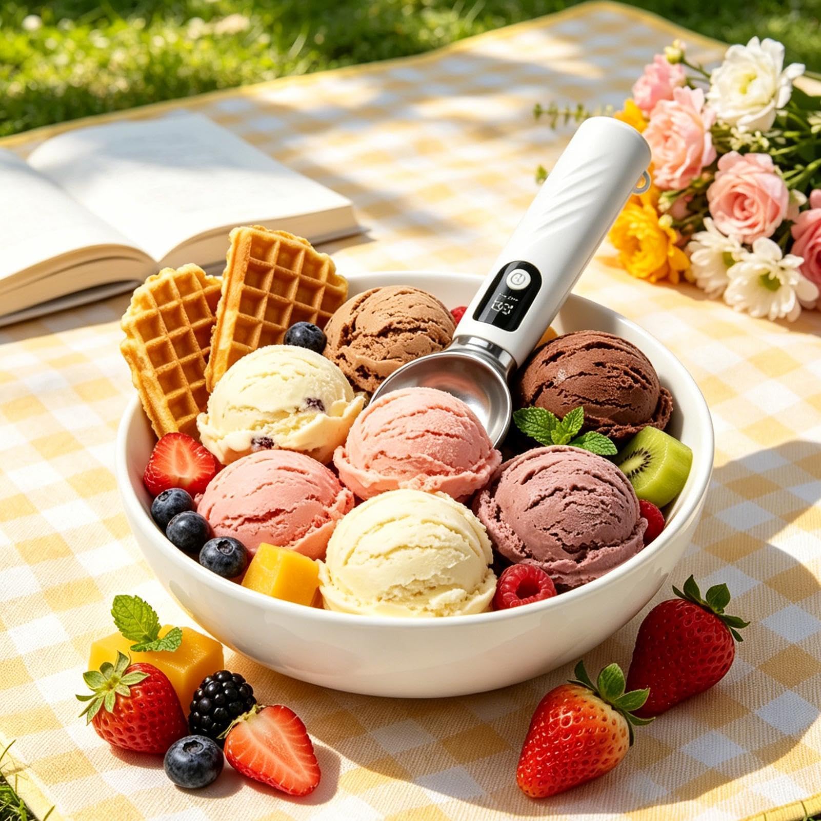 Cuillère À Glace Chauffante Rechargeable Avec Batterie Amovible Et Scoop