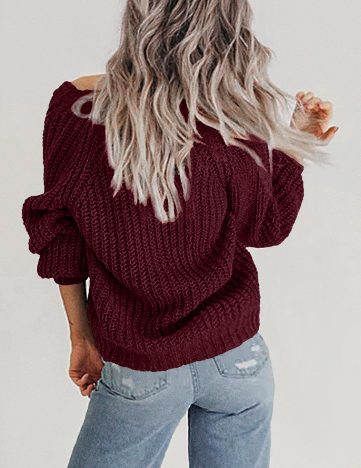 Zeagoo Women's 2026 Fall Chunky Knit Cardigans Open Front Long Sleeve V Neck Button Loose Cardigan Sweaters - Image 4