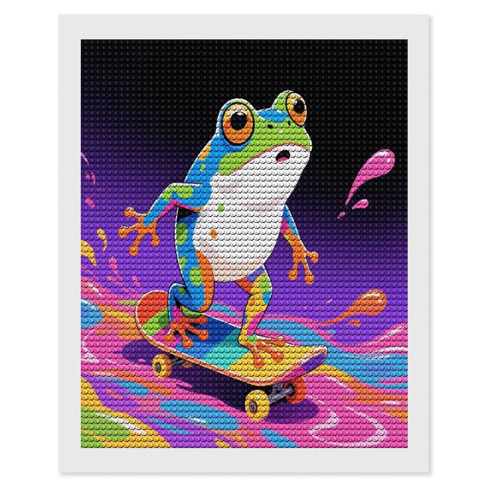 FodPand Frog Diamond Art Kits for Adults Diamond Painting Kits for Beginner 5D DIY Full Round Drill Diamond Dot Painting Gem Art Crafts for Home Wall Decor