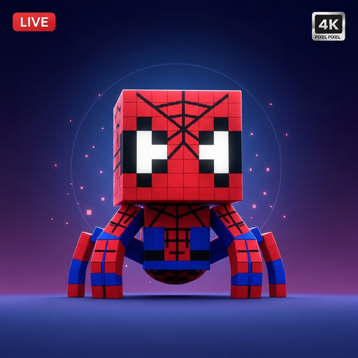 Spider Man Craft Blocks: Cozy Pixel Hero Screensaver