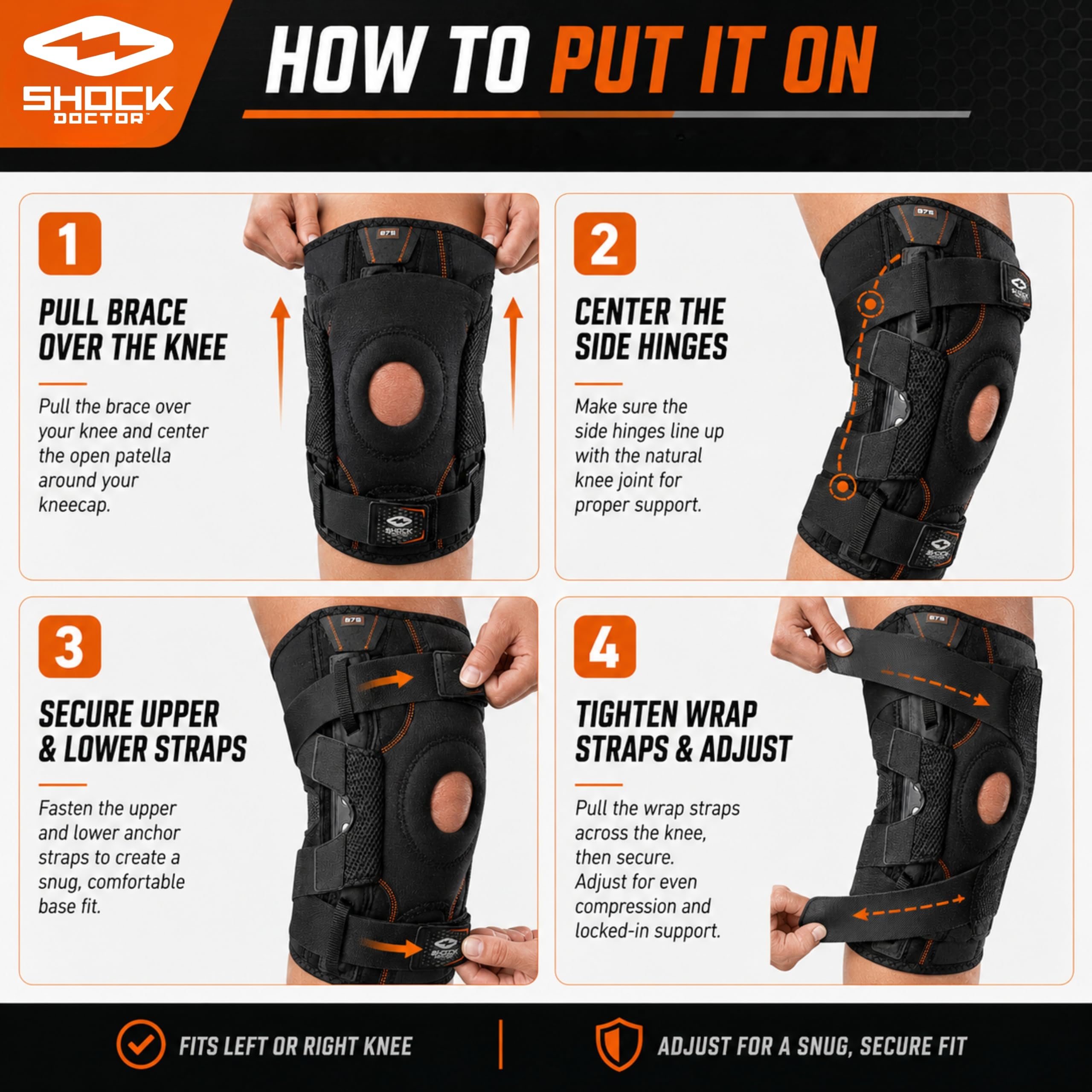 Shock Doctor 875 |, Tutore per Ginocchio con Foro rotuleo