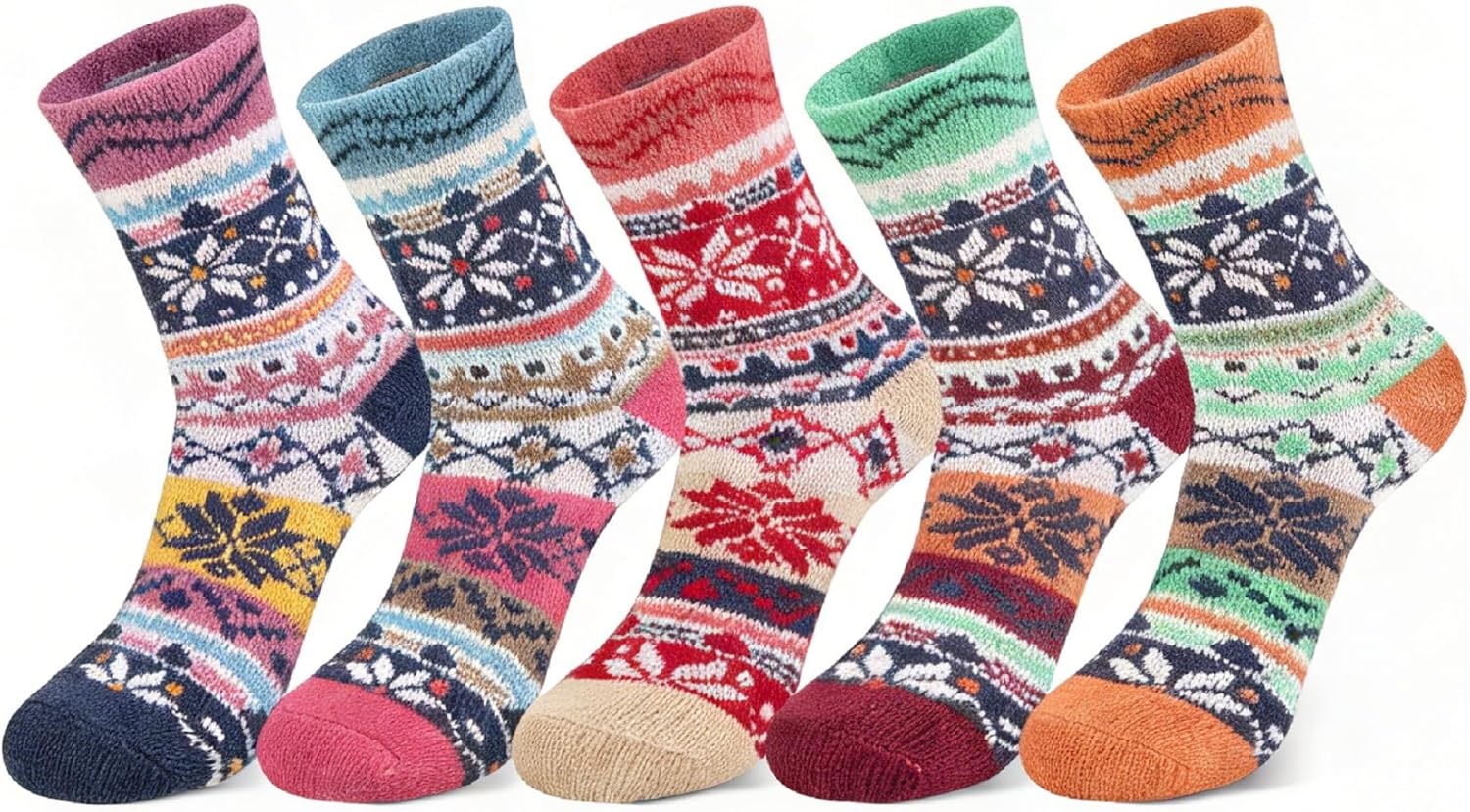 Owntouch Women Socks Winter Merino Wool Thermal Sock Turn Over Cuff Novelty Sock Thick Wool Socks for Ladies Gift