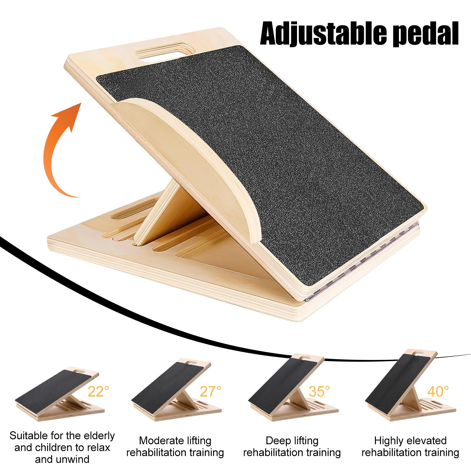 Balance Board e tavola inclinata in legno, allungabile per fisioterapia, allenamento di equilibrio, spessore 1,8 cm, per squat, allungamento muscolare, yoga, allenamento