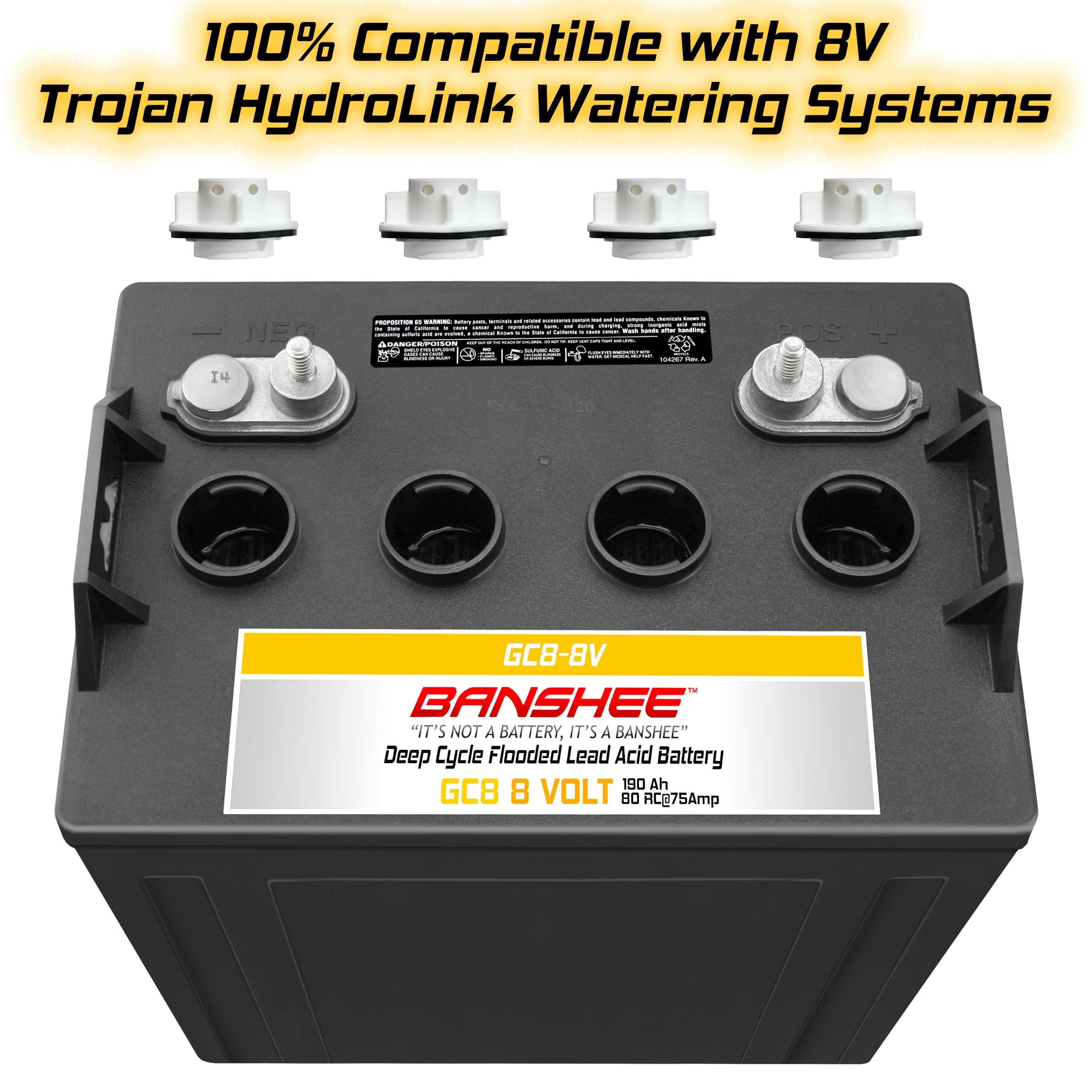 Banshee 4 Pack 32V Combo Heavy Duty 8V Flooded Lead Acid Batteries Compatible with Trojan T875