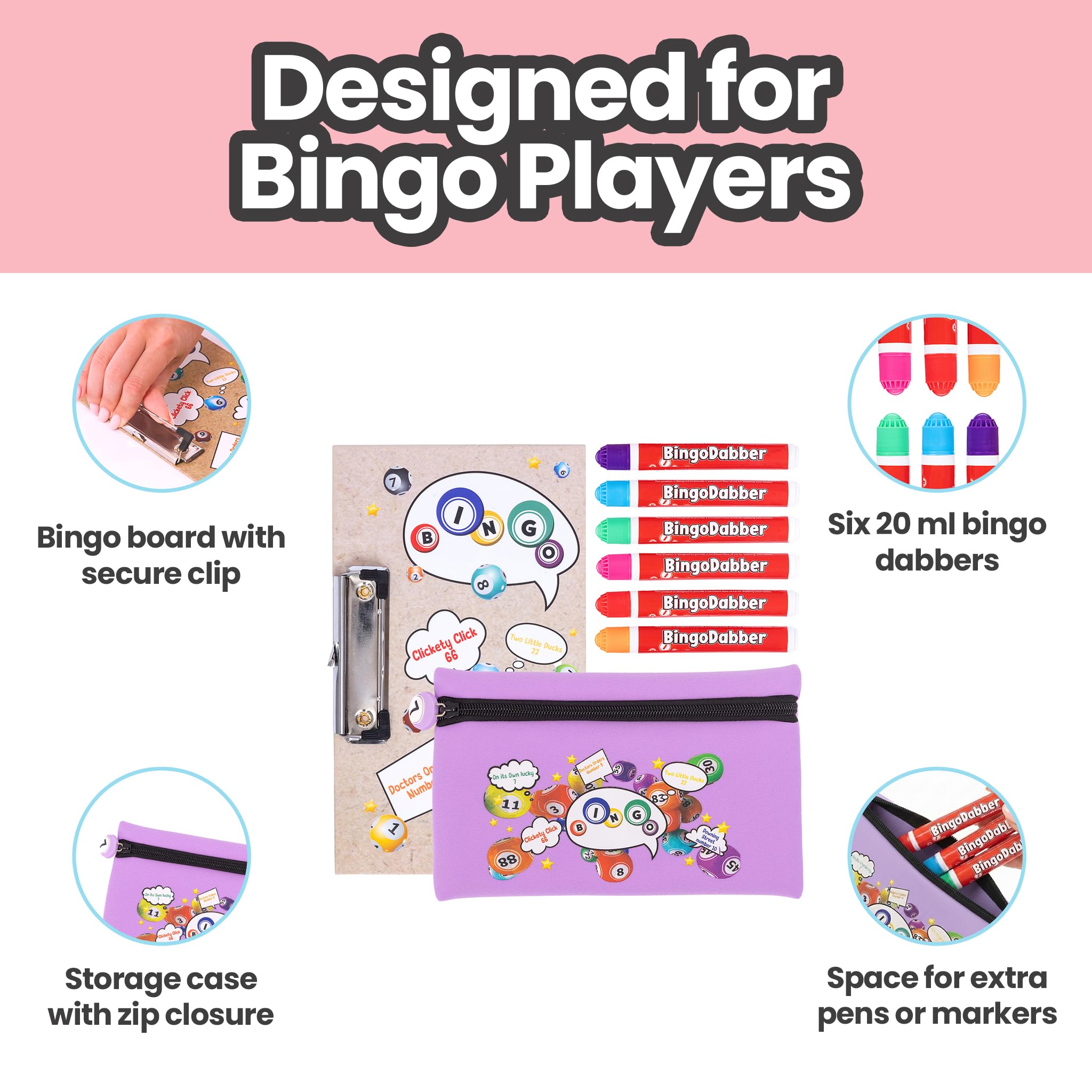 evelay Bingo Dabber Case Holder Gift Set, Purple, 21.5 x 14 cm - Image 4