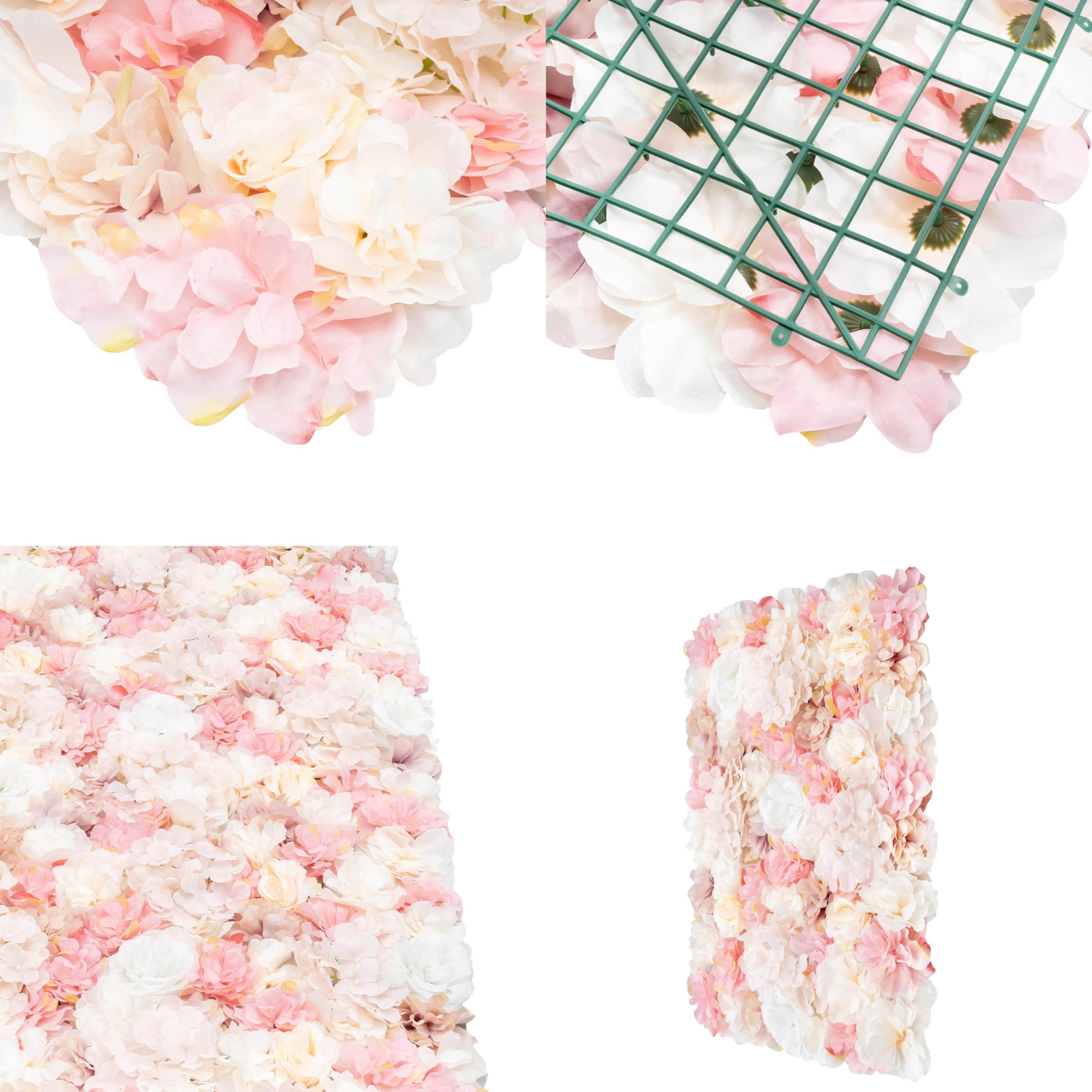 12 Stück 40x60 cm DIY Künstliche Blumen-Wandpaneel Set, Blume Wand Panel Dekorative Kunstblumen-Wandmatte, 3D Seiden Blumenwand Blumen Wanddekoration für Party Hochzeit Hintergrund (Rosa)