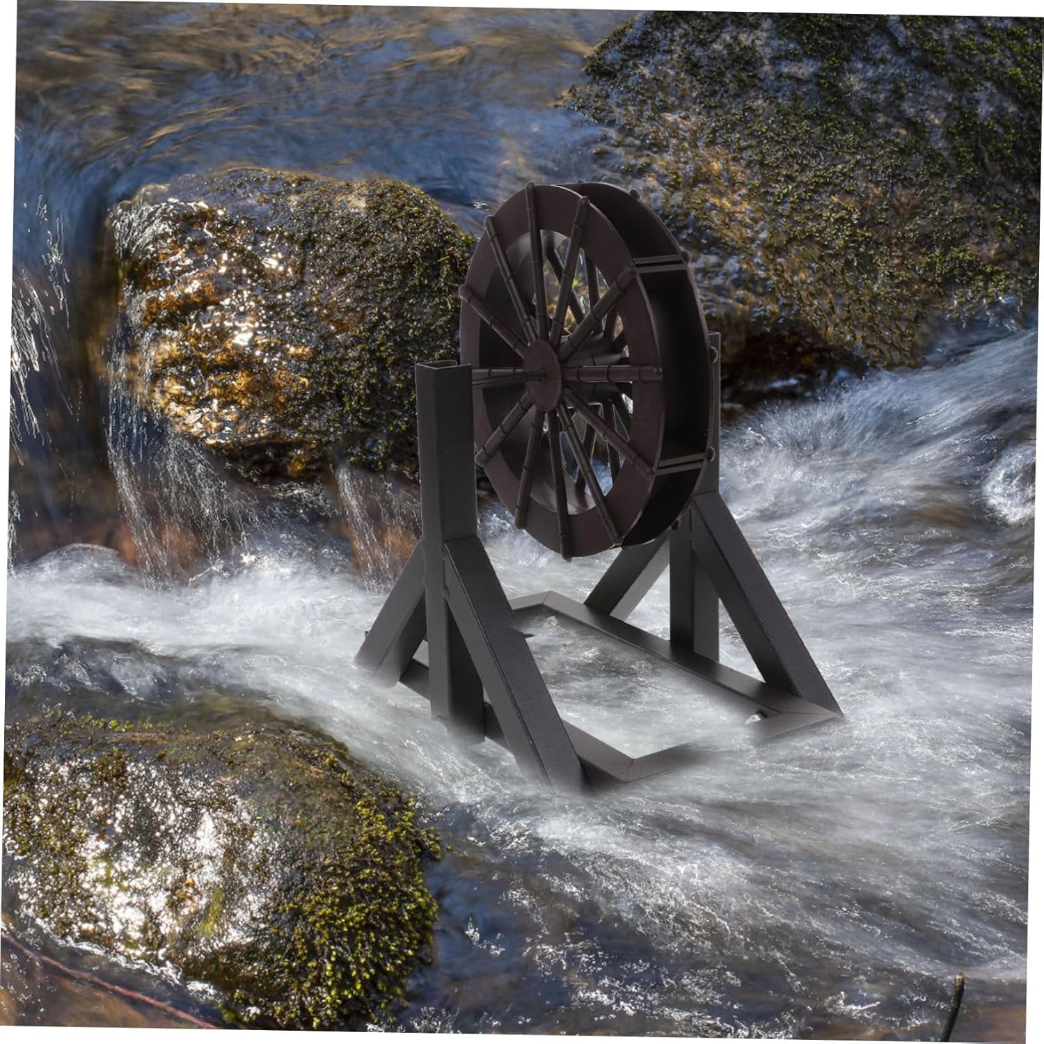 1set Tabletop Water Fountain Wheel Kit Water Wheel for Garden Decor Miniature Landscape and Aquatic Scenes Includes Frame