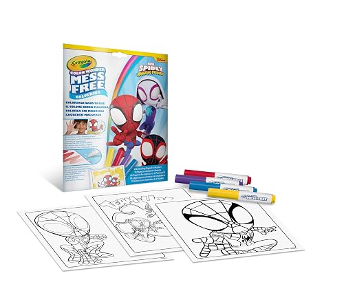 CRAYOLA - Color Wonder, Kit para colorear Spidey con 18 páginas para colorear y 4 rotuladores sin manchas…
