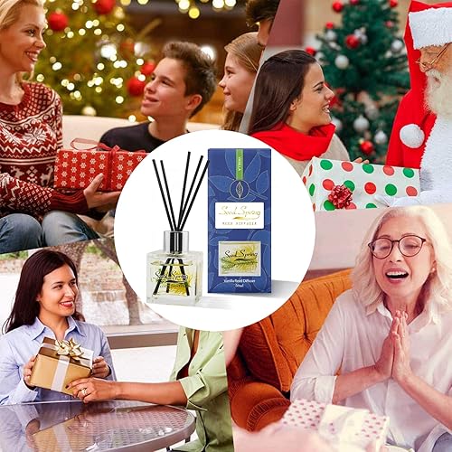 Miniatura 6 de Seed Spring Juego de difusor de varillas con palos aceite aromático de vainilla para dormitorio oficina gimnasio y alivio del estrés productos de