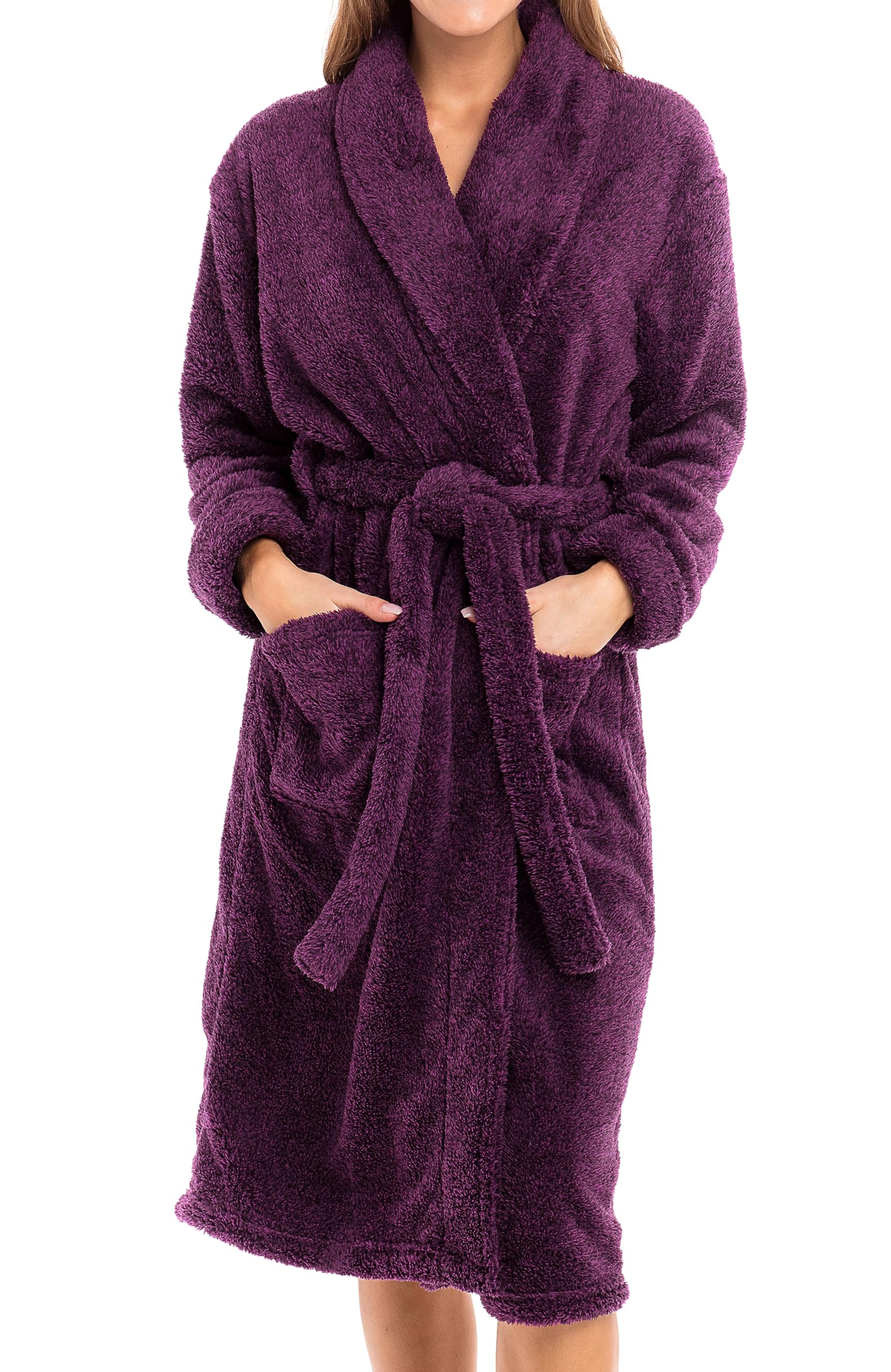 Alexander Del Rossa Women's Plush Fleece Robe, Warm Shaggy Bathrobe