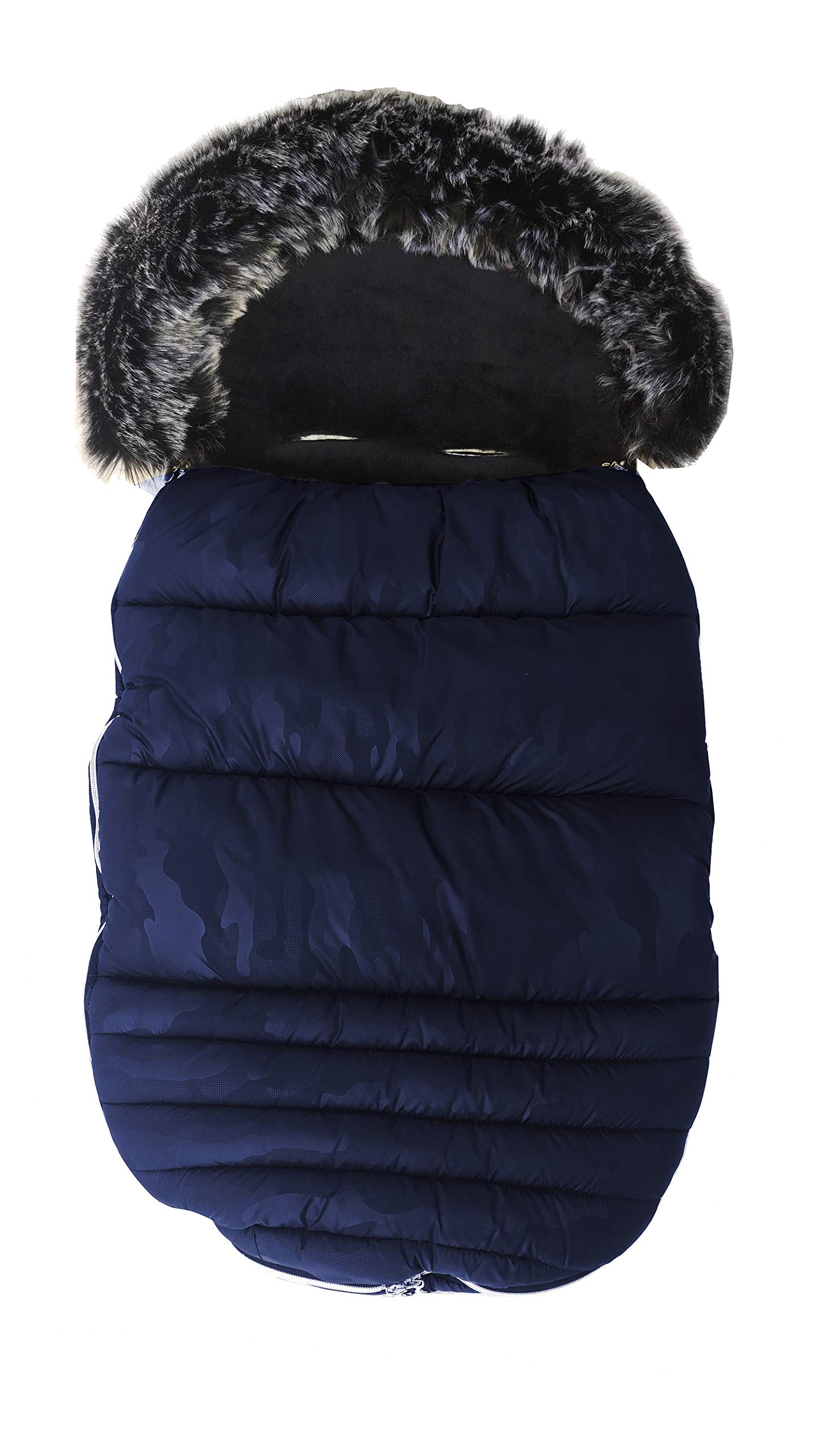 Vizaro - Saco Térmico de Invierno para Carrito o Silla de Paseo Bebé - Abriga y no suda - Gama Alta Premium - Color azul con Forrito Pelusa Gris - H