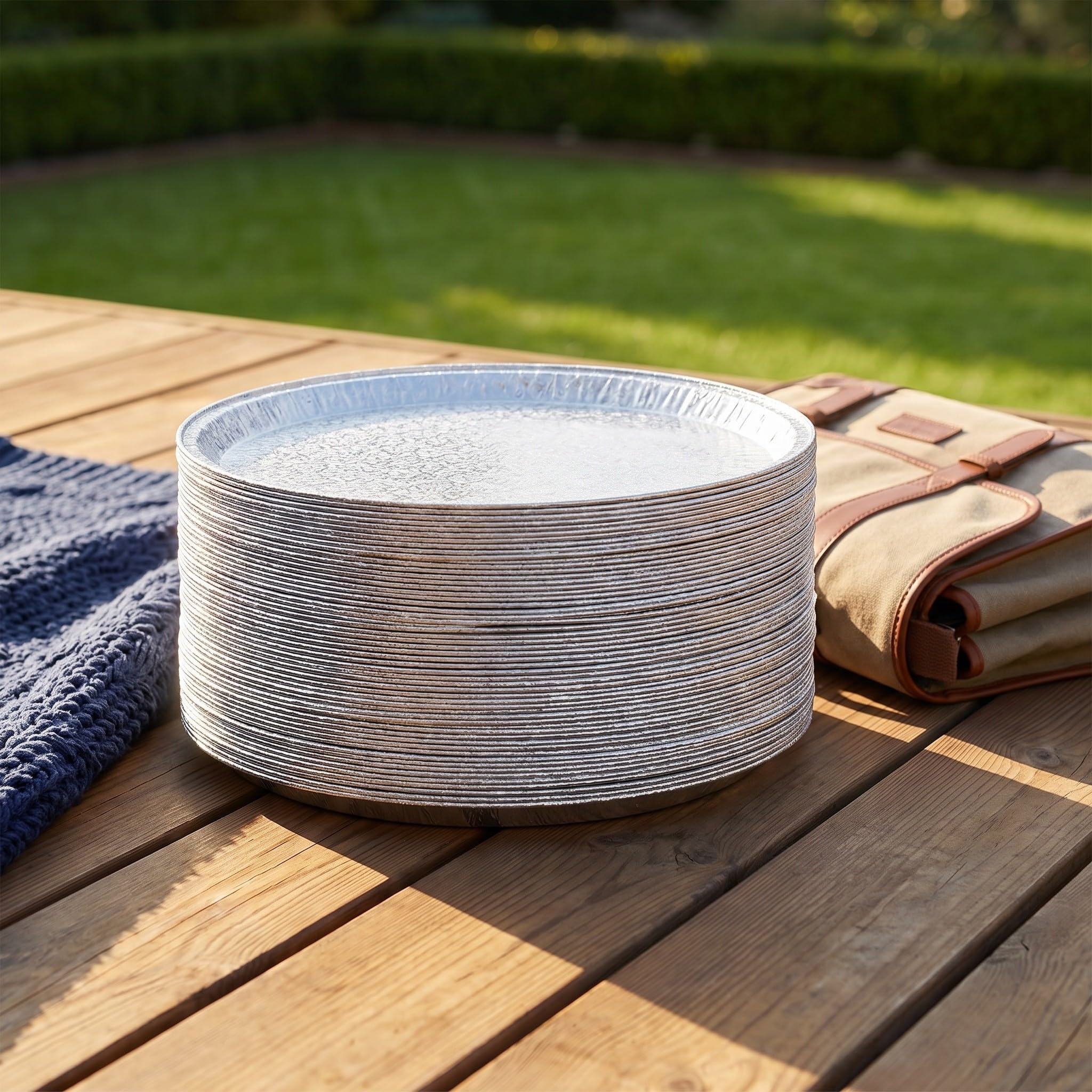 OSALADI 10 szt. jednorazowych aluminiowych patelni do pizzy 12" | Taca do pieczenia z folii aluminiowej do pieczenia ciasteczek czekoladowych, grilla, biwakowania i imprez, bezpieczna w