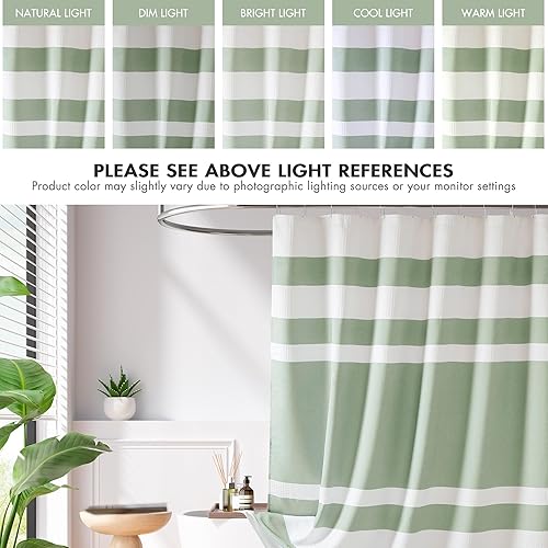 Miniatura 4 de Madison Park Cortina de ducha con tejido de gofre para baño, control de humedad Scotchgard de 3M, cortinas de ducha modernas de calidad de spa para