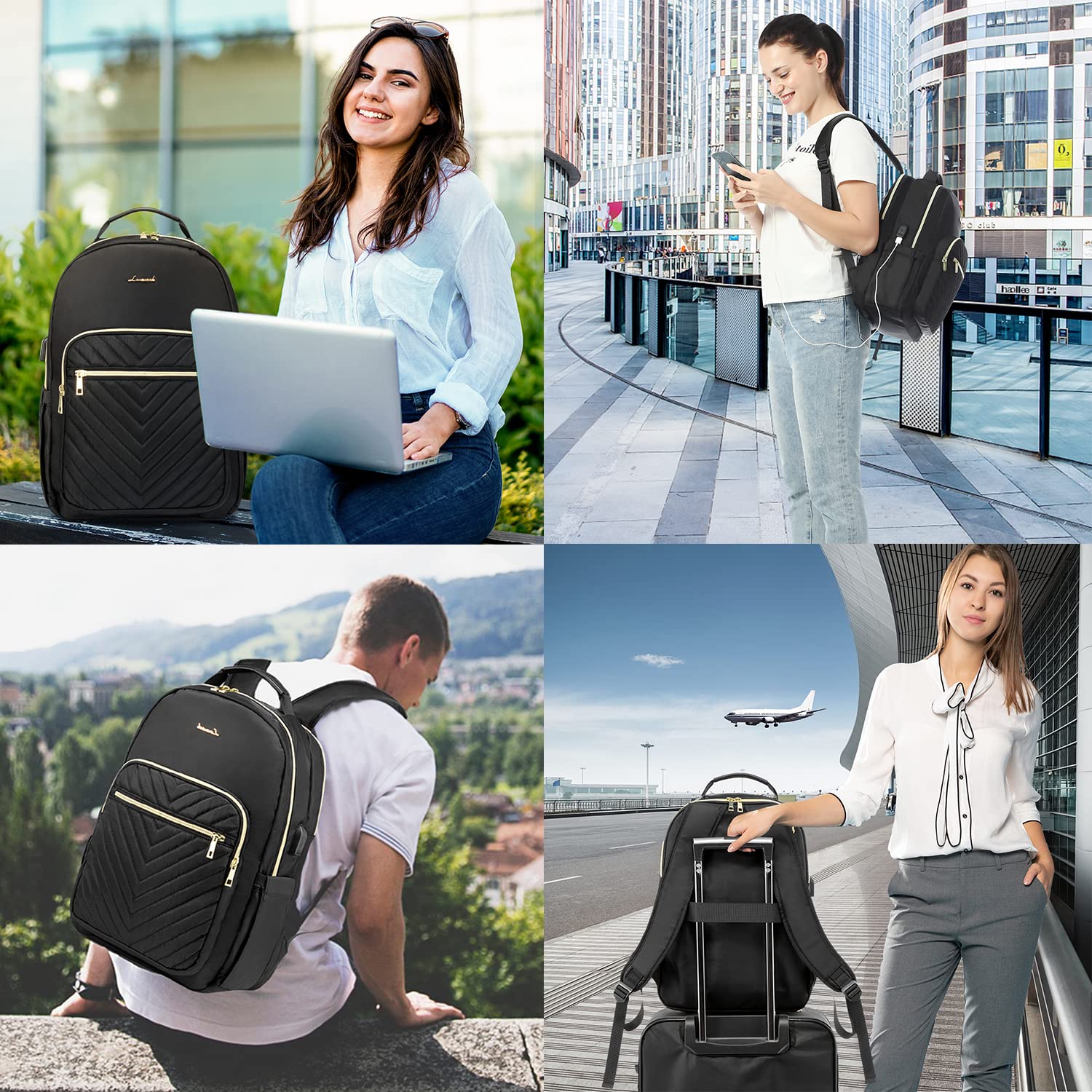 LOVEVOOK Mochila Mujer grande, Impermeable Mochila para Ordenador Portátil 18 Pulgadas con Puerto de USB, Multifuncional Mochila Escola para Negocio Viajes Trabajo Universidad