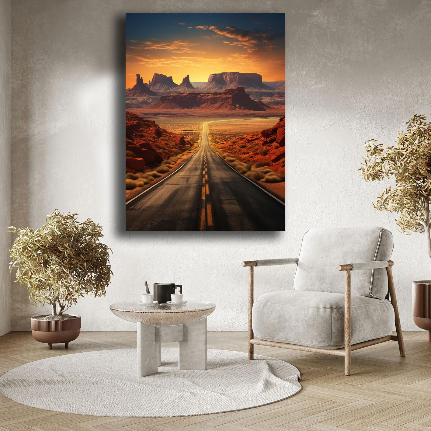 Quadro Moderno ROUTE 66 Strada americana Quadri moderni soggiorno da Parete XXL grande Stampa su tela Canvas Decorazione Murale muro Arredo Camera da letto Cucina B&B Hotel (13, 70x100 cm)