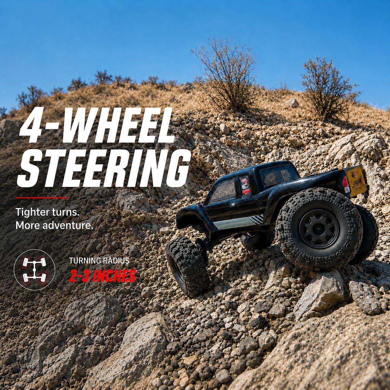 UDIRC UCX1804PRO 1/18 RC Crawler sin escobillas, camión de roca de dirección de 4 ruedas