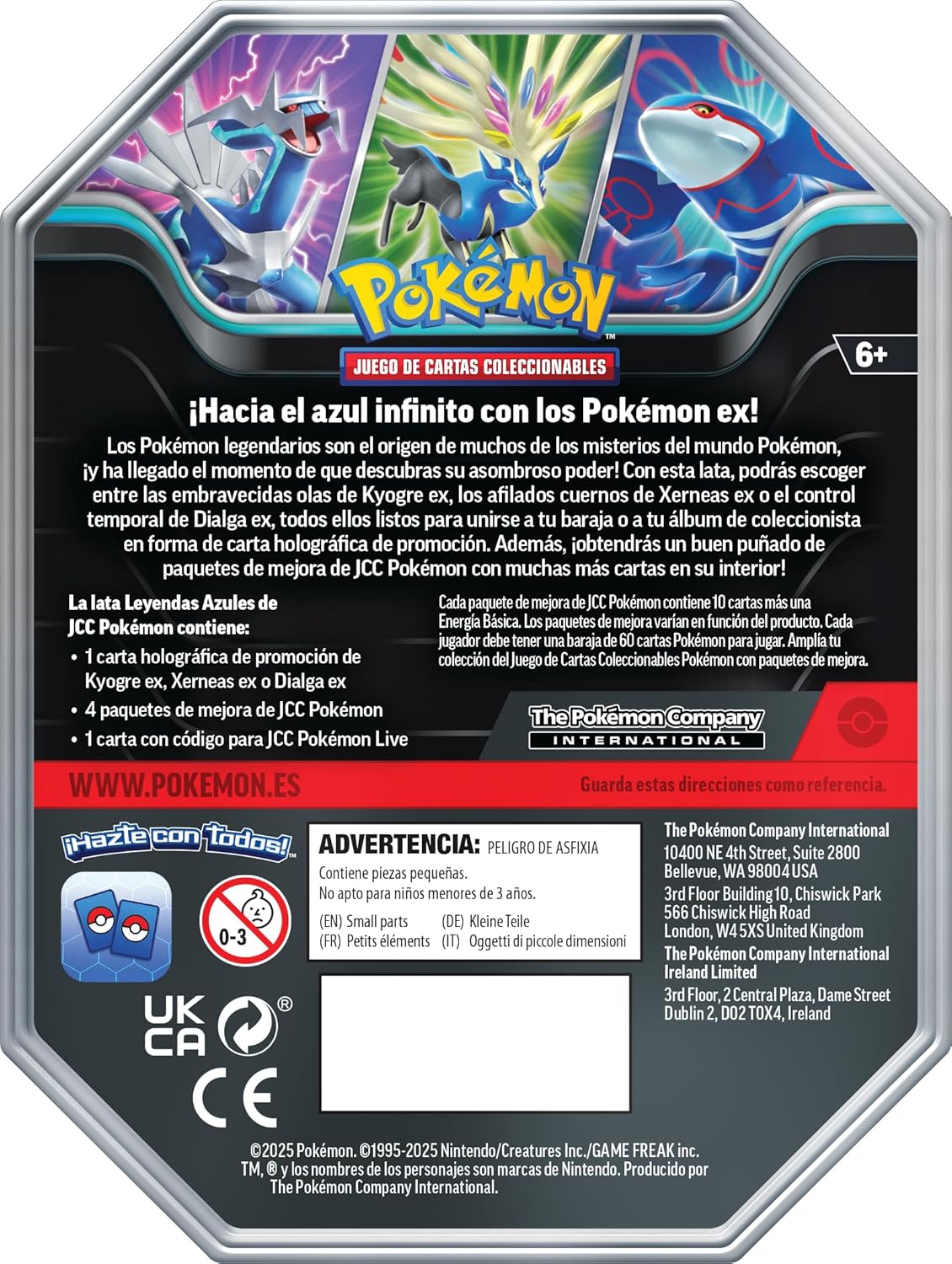 Pokémon TCG: Blue Legends of Kyogre ex Tin (4 Upgrade Packs and 1 Holographic Promo Card)
