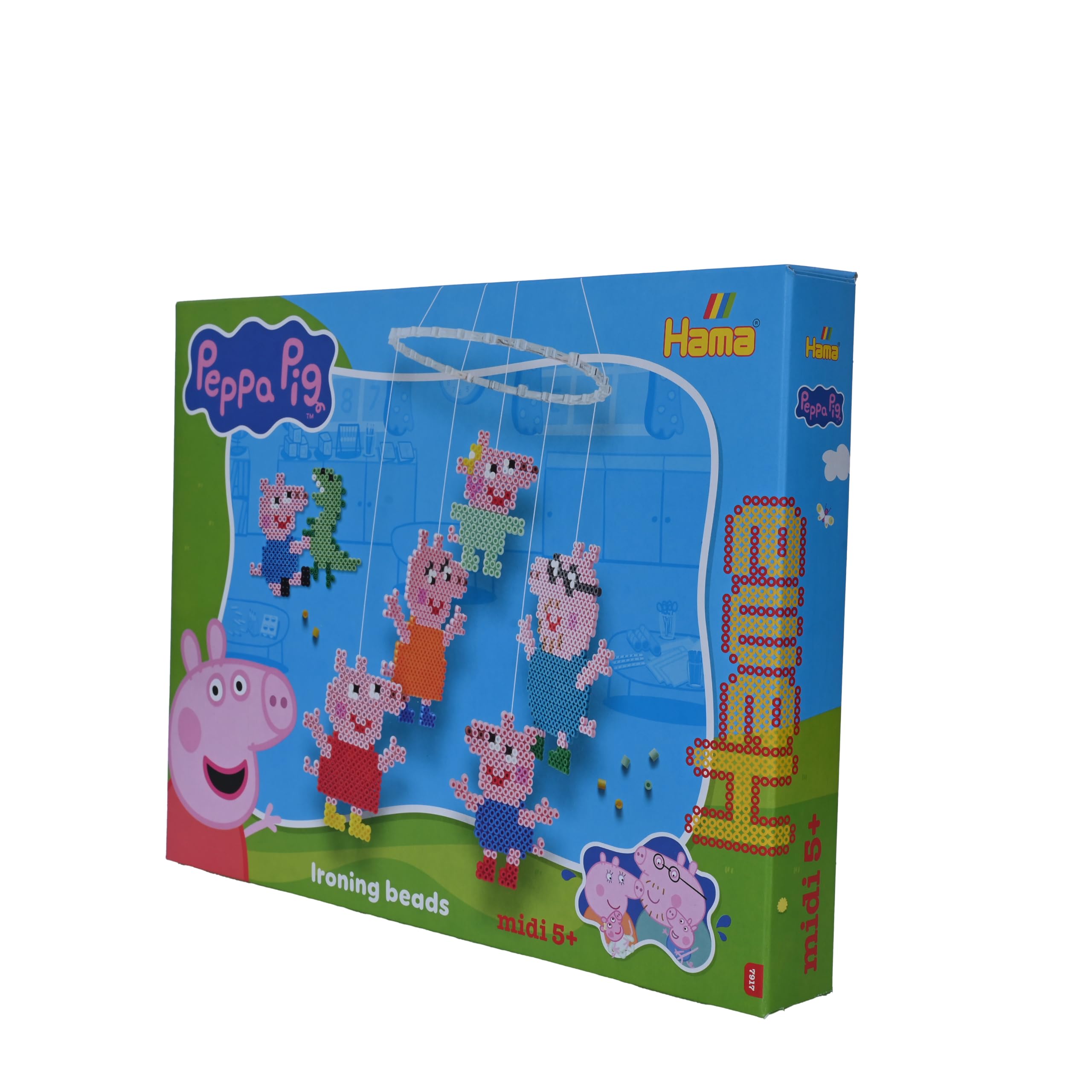 Hama Beads 7917 Peppa Wutz & Sister, Paquete Grande de Regalo con 4.000 Cuentas Midi, 2 tableros de Clavijas, Plantilla con Motivos, Papel de Planchar, Instrucciones y Anillo móvil