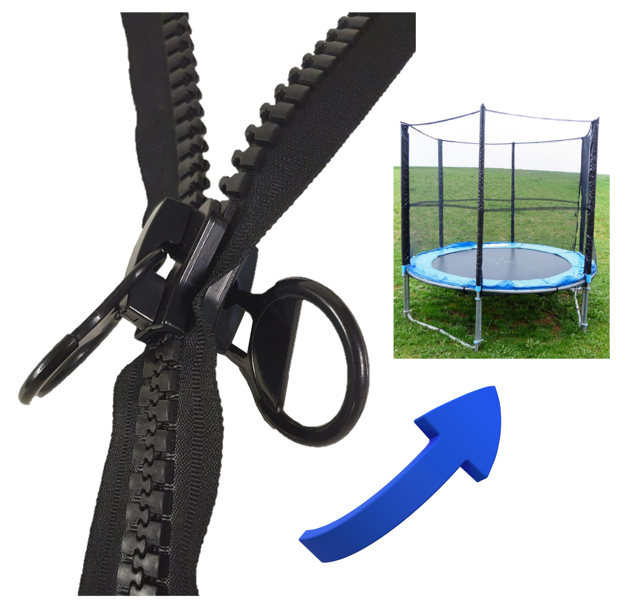 Trampoline Replacement Zip, Double Zip, Can Be Used on Both Sides, Black, 20 Inches (Black, 60 cm)