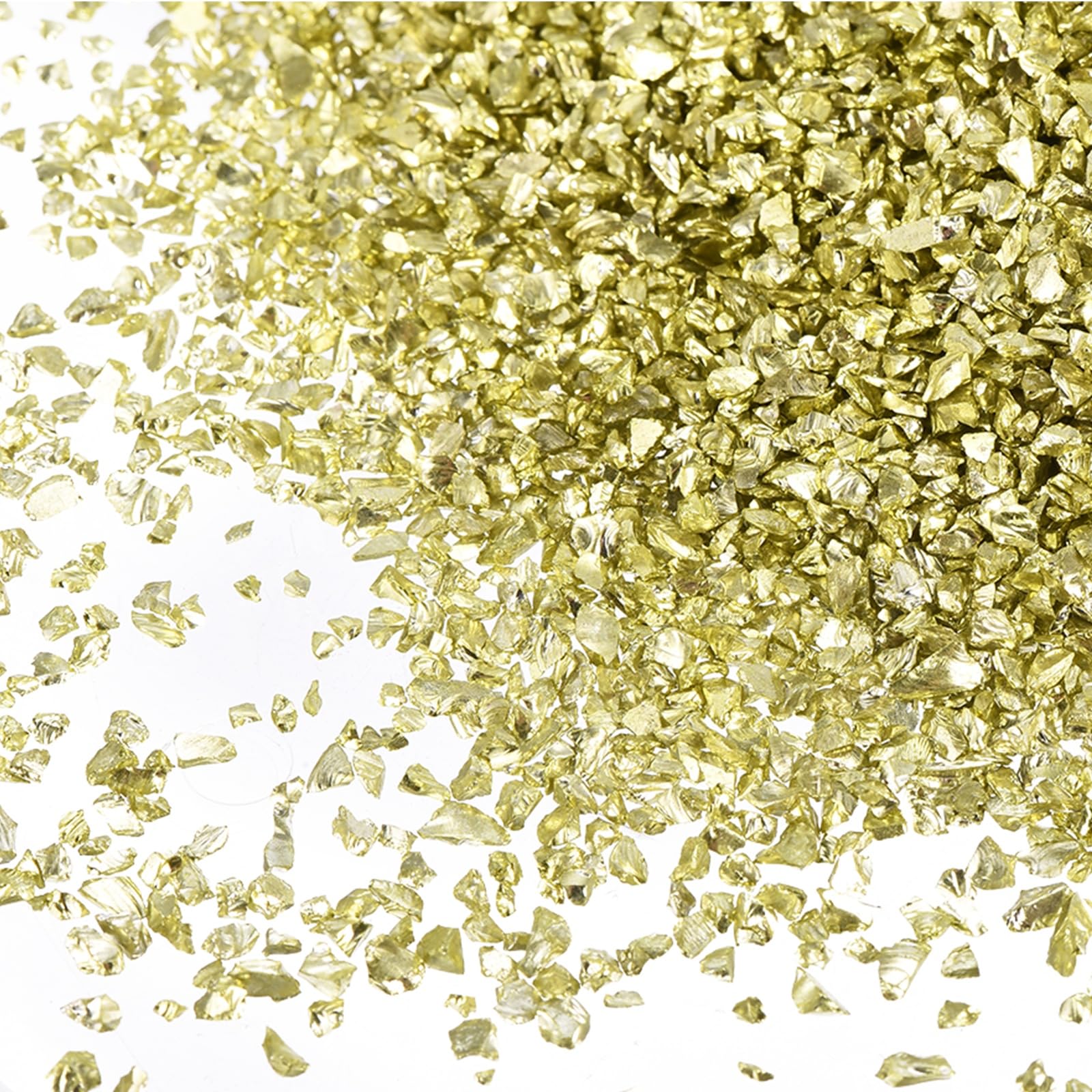 sourcing map Crushed Glass for Resin Art, 150g Medium Irregular Metallic Chunky Chips Small Broken Crushed Glass Glitter Pieces for Crafts DIY Vase Filler Jewelry Making Decor, Metallic Green