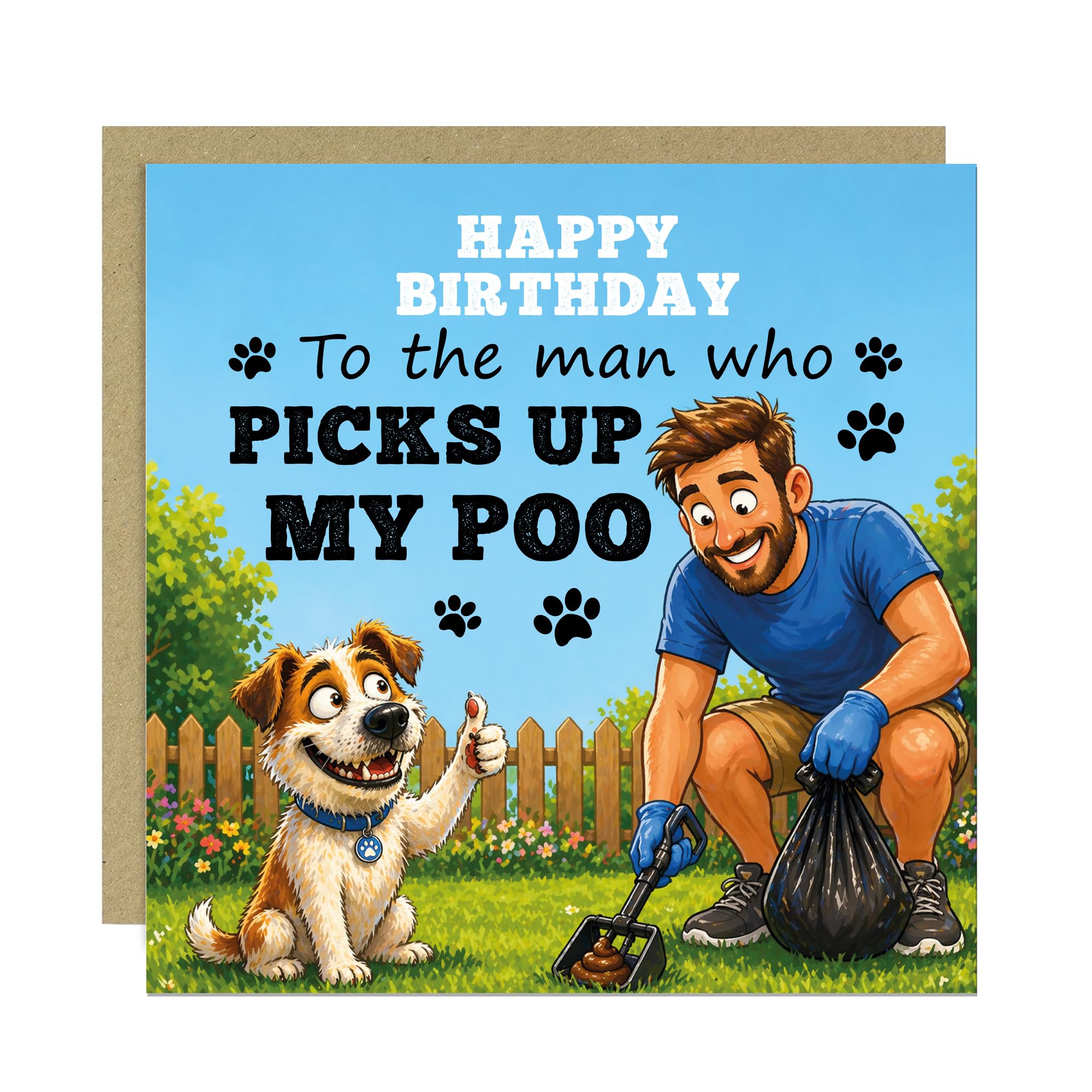 RED OCEAN Dad Birthday Card From The Dog - Funny Birthday Card For Dog Dad - Dog Owner Cards - Hilarious Cards For Dad 145x145mm With Kraft Envelope