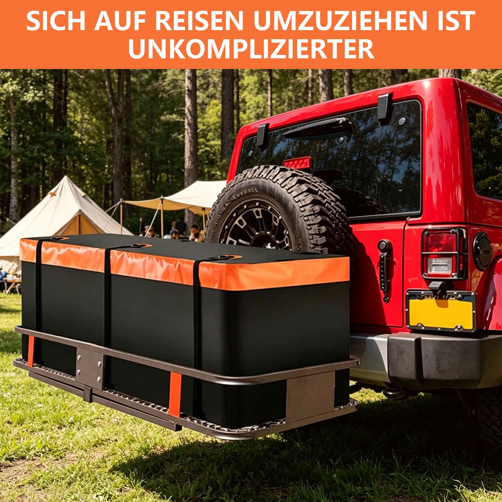 Heckbox für Anhängerkupplung, 566L Faltbare, Reißfest PVC wasserdichte
