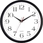 Bernhard Products Black Wall Clock Silent Non Ticking,12 Inch Quality Quartz Battery Operated Round Easy to Read Home/Office/Kitchen/Classroom/School Clock Sweep Movement (12 Inch)