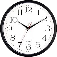 Vista 8 de Bernhard Products - Reloj de cuarzo de pared negro, silencioso, sin tictac, redondo, extragrande de 18 pulgadas, a pilas y fácil de leer