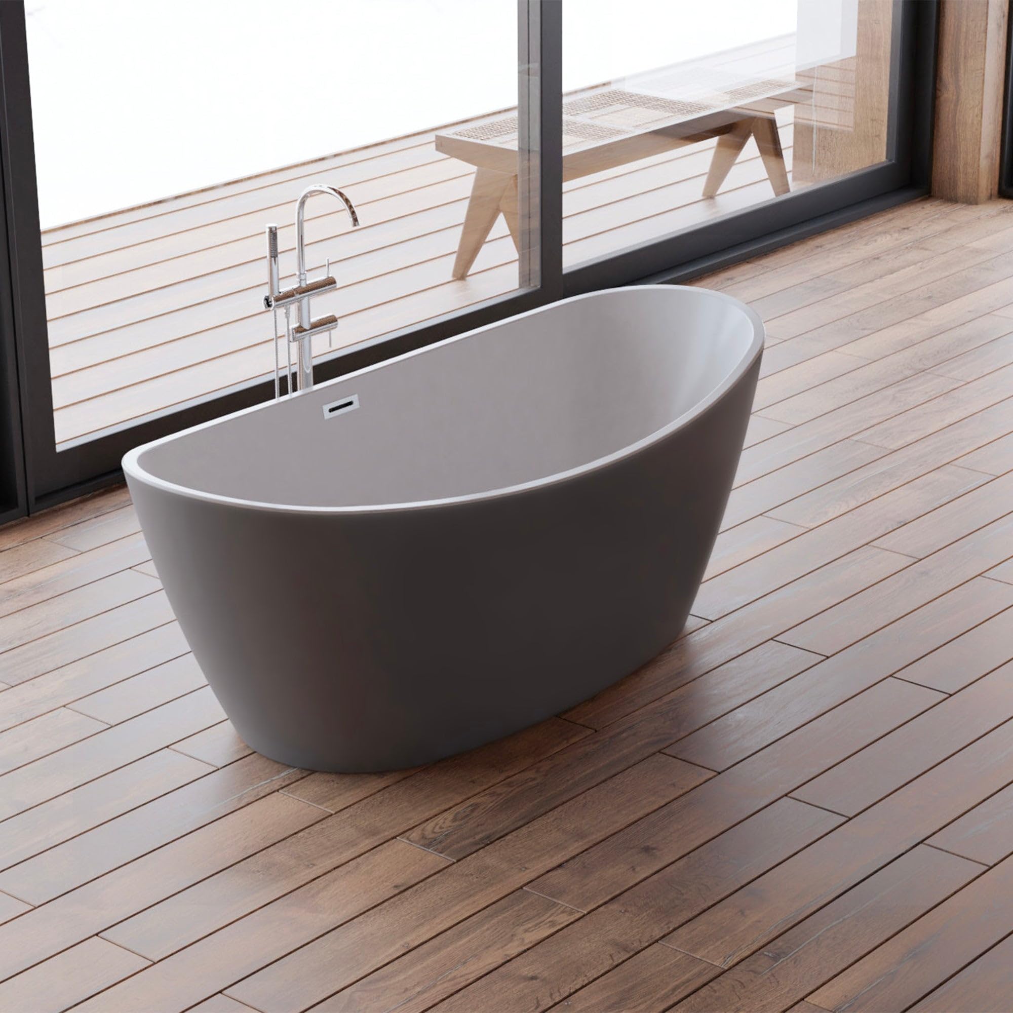 SPALINA NEROON 2.0 Grigia, Vasca freestanding Ovale L 170 x l 80 cm