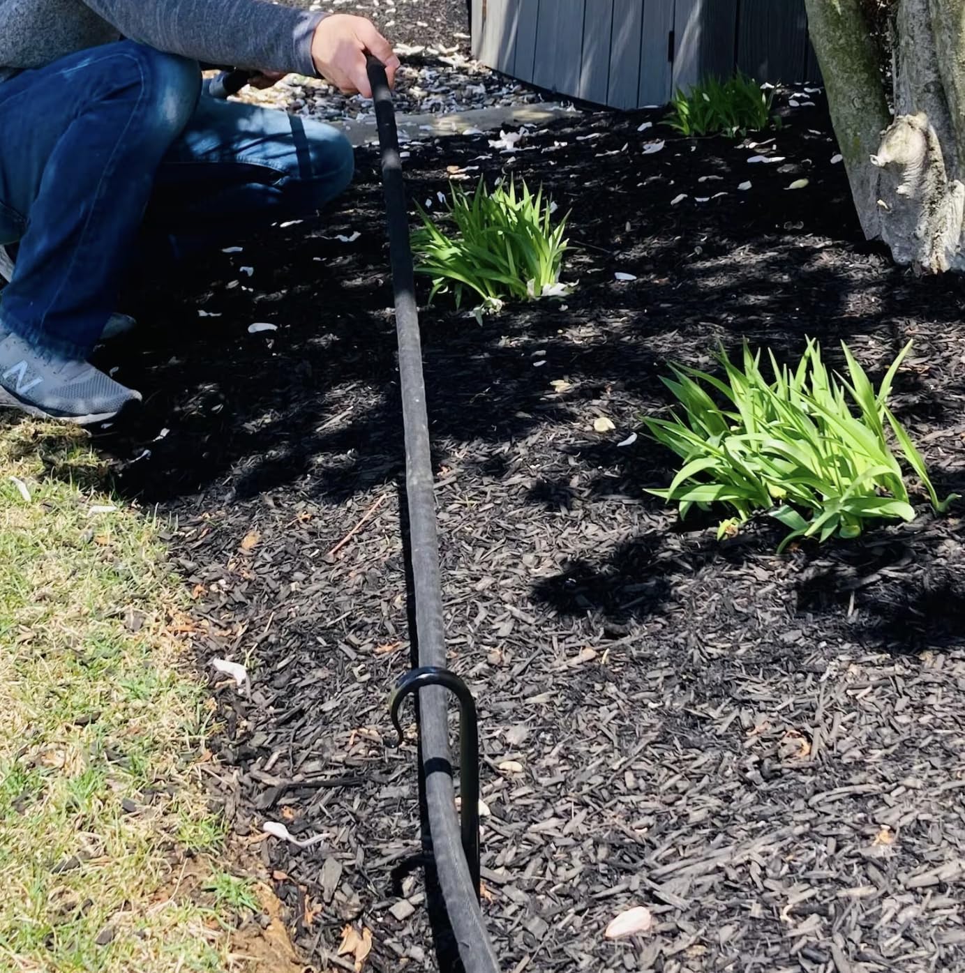 Heavy-Duty Wrought Iron Garden Hose Guides | Hand-Forged Stakes | Powder Coated Plant Protectors (Pack of 4)