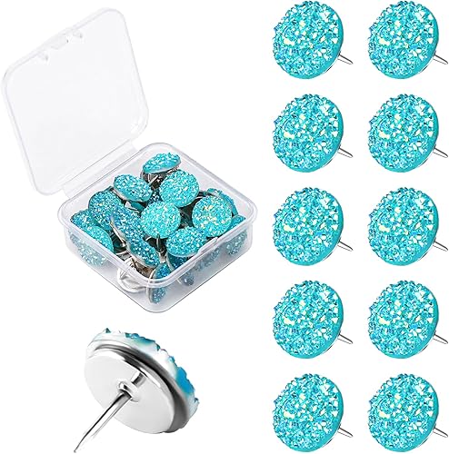Miniatura 1 de 30 alfileres de empuje de diamantes brillantes con diamantes de imitación decorativos para colgar en la pared, tablón de anuncios, mapas, pared de